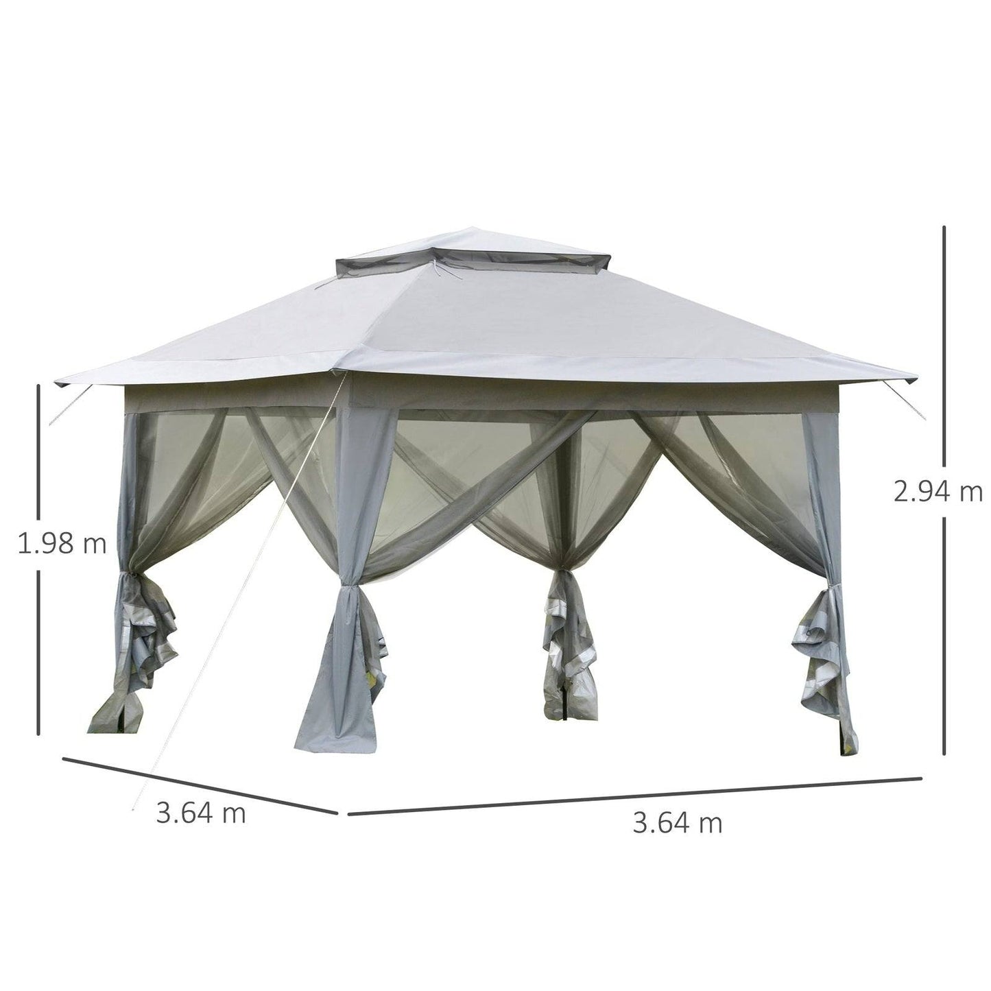 3.6 x 3.6 m Pop up Gazebo with Netting and Carry Bag