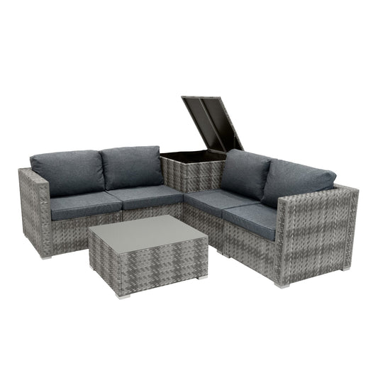 Rattan Modular 6 Piece Furniture Set Grey