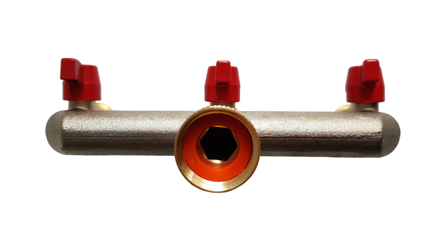 Three Way Tap Splitter Brass 3/4" BSP
