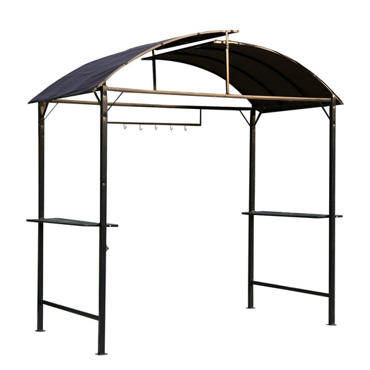 Metal Smoking Gazebo Marquee Garden Patio BBQ Tent Grill Canopy Awning Shelter - Coffee