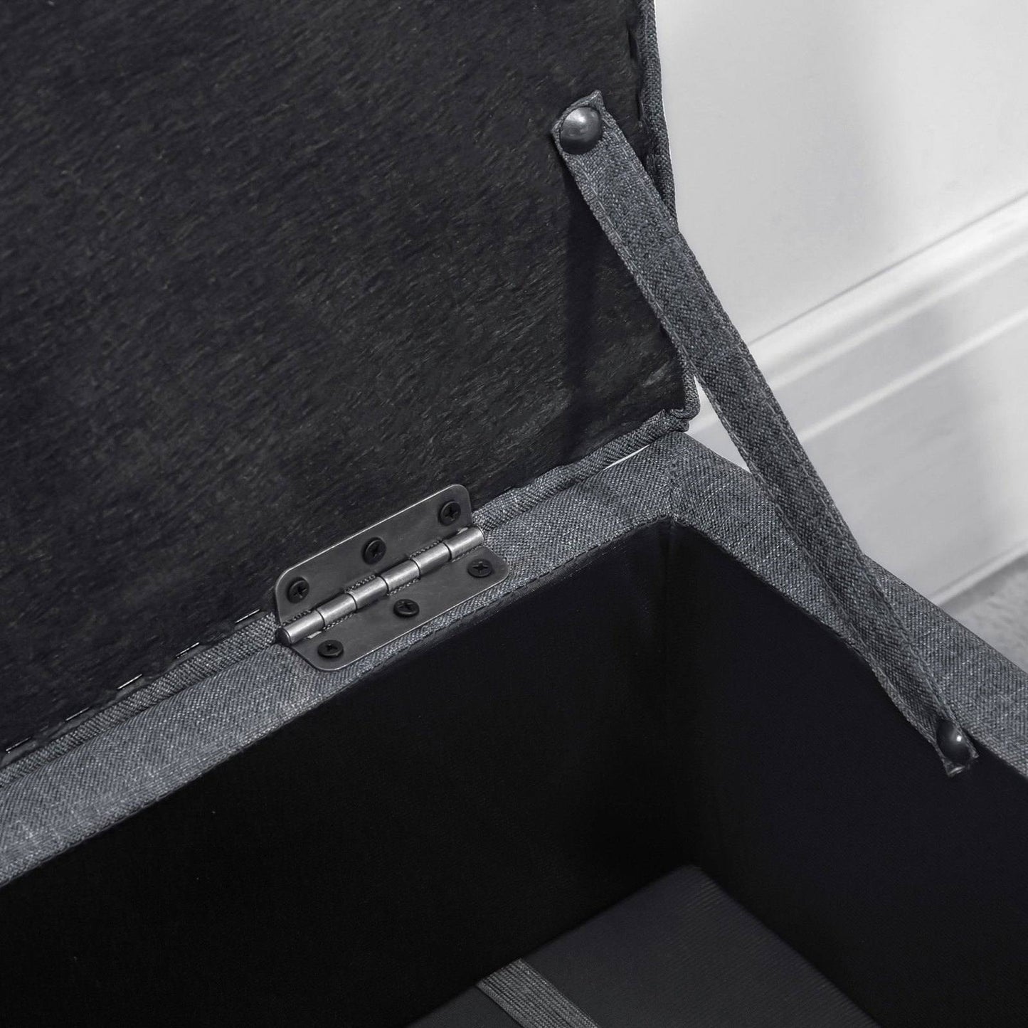 Linen-Look Storage Ottoman