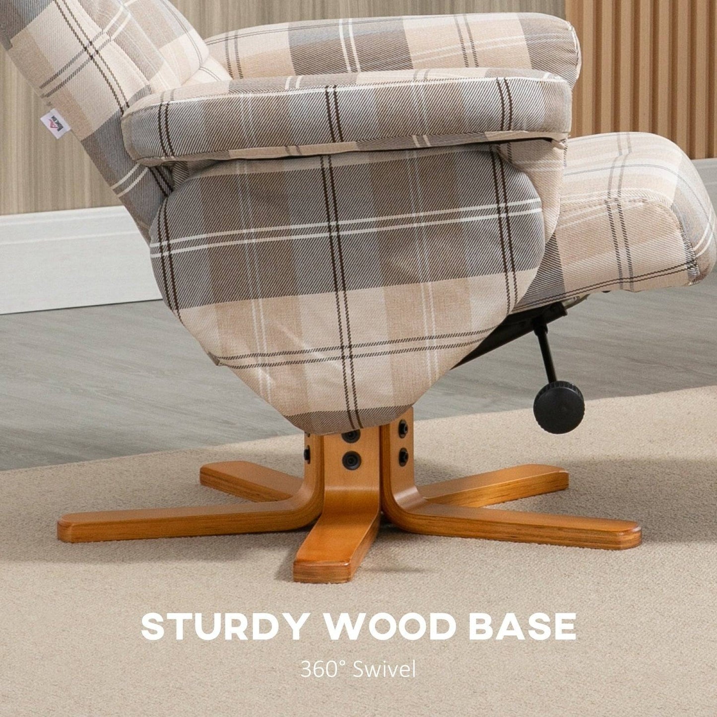 Linen Swivel Recliner Chair with Footstool