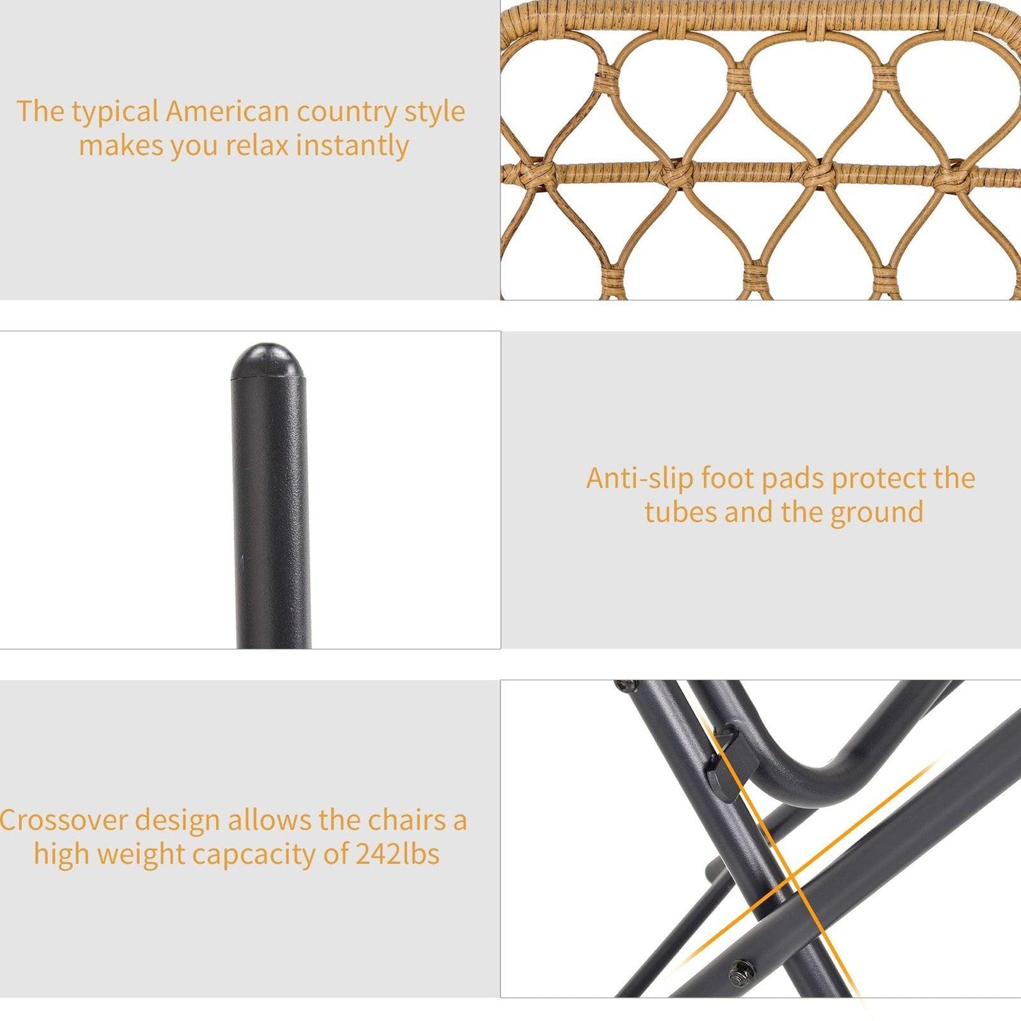 2 Seater Foldable Rattan Wicker Bistro Set