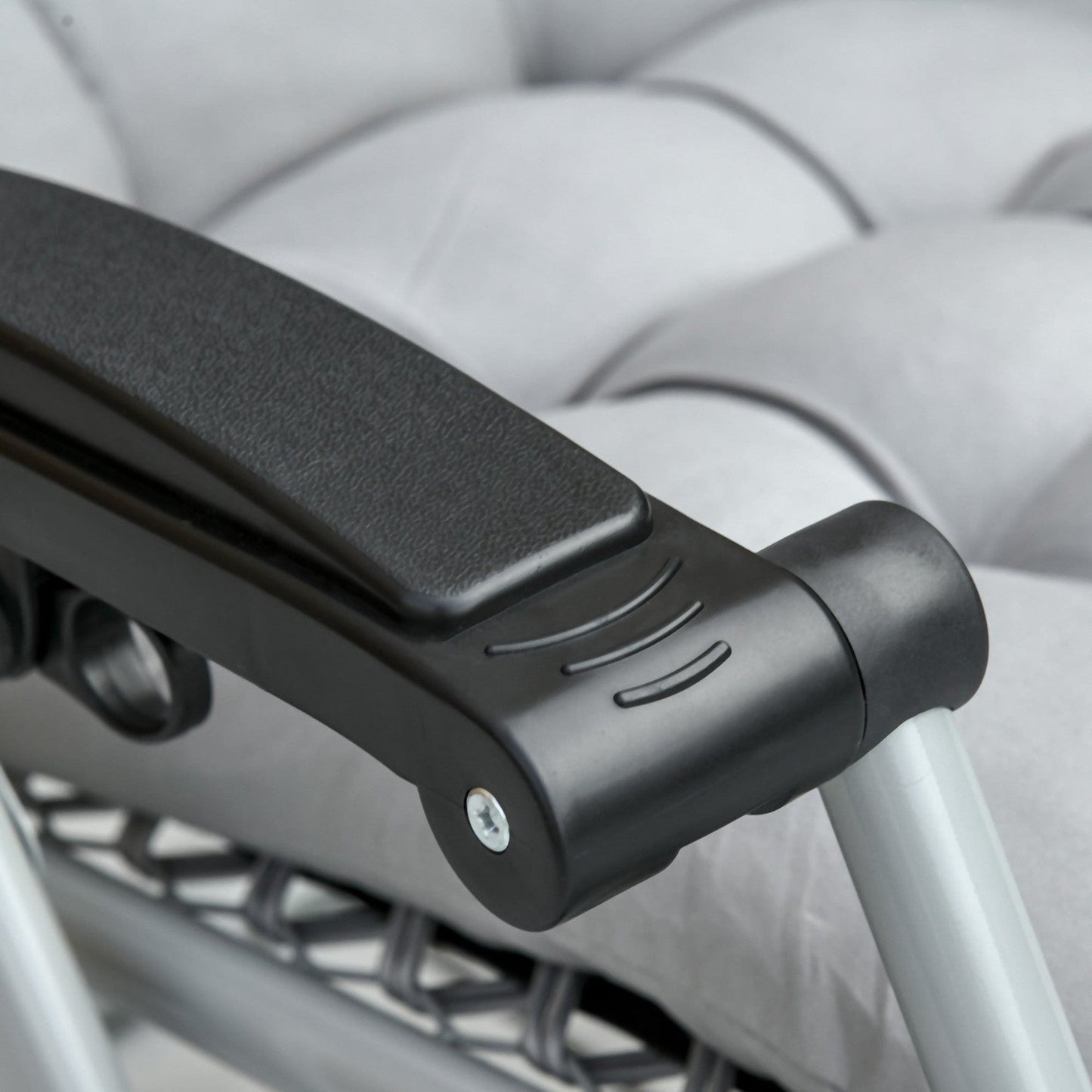 2-Piece Reclining Zero Gravity Chair Metal Frame Folding Garden Sun Lounger with Cushion Headrest Light Grey