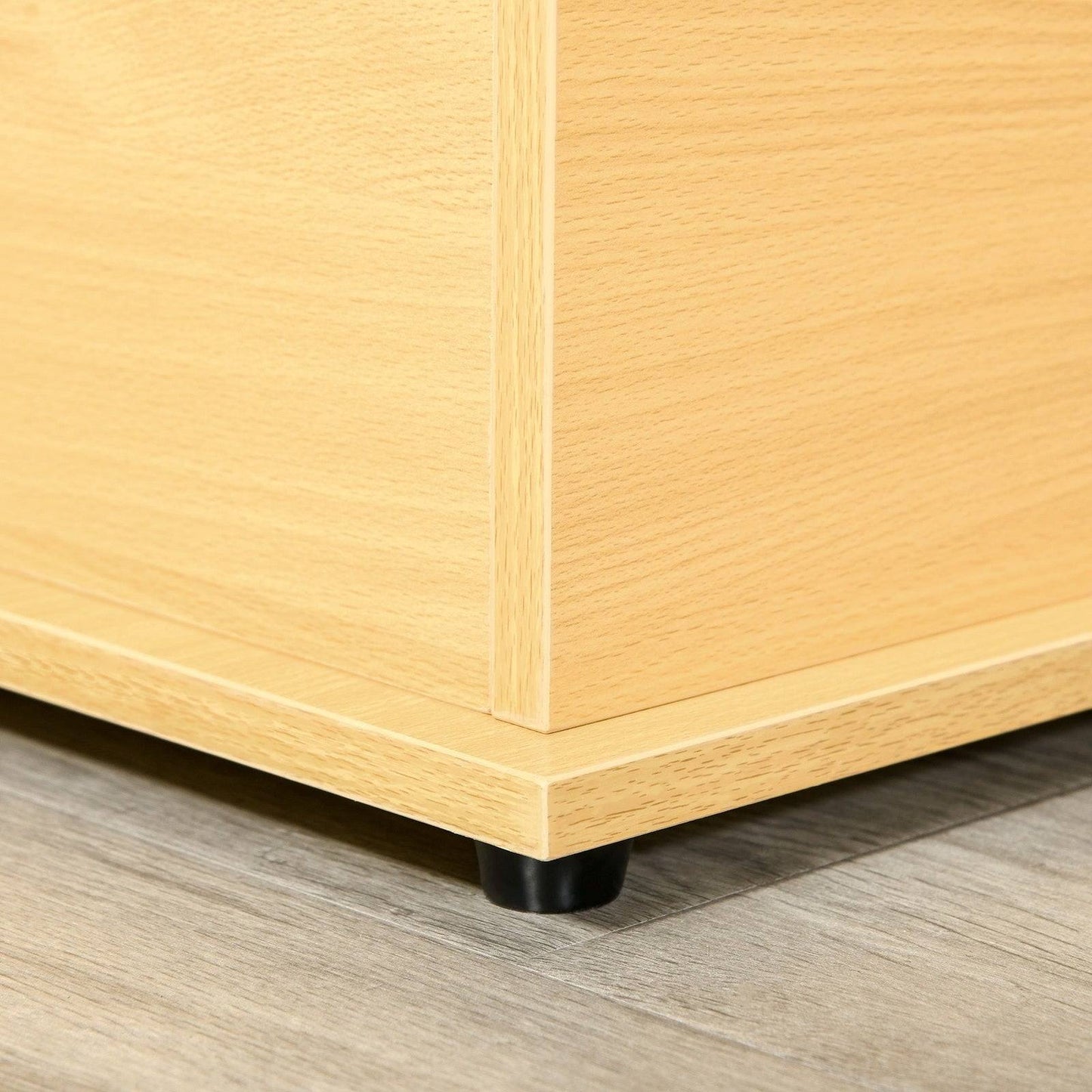 Wooden Storage Box Clothes Toy Chest Bench Seat Ottoman Bedding Blanket Trunk Container with Lid - Burlywood