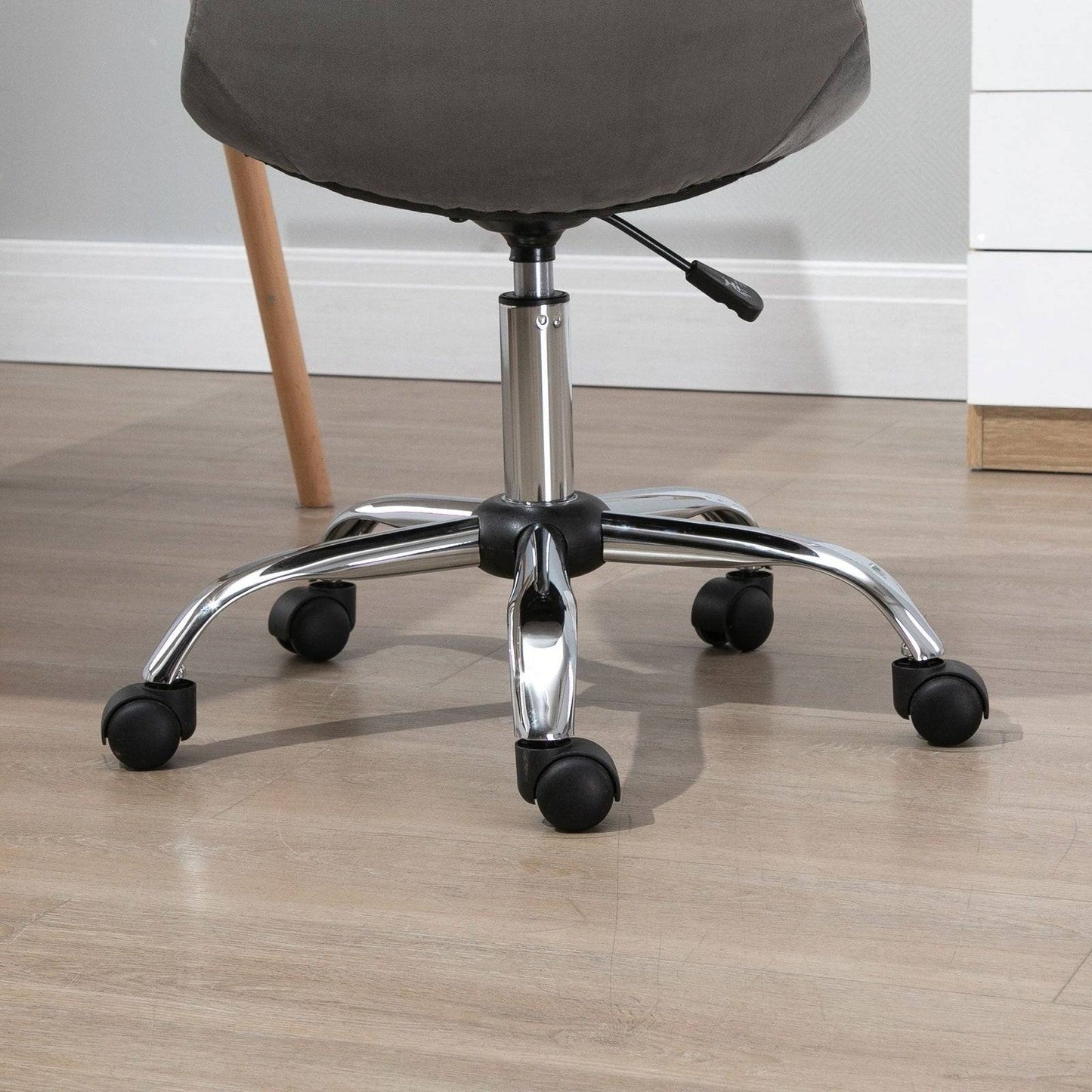 Ergonomic Office Chair Velvet Computer Home Study Chair Armless With Wheels Grey