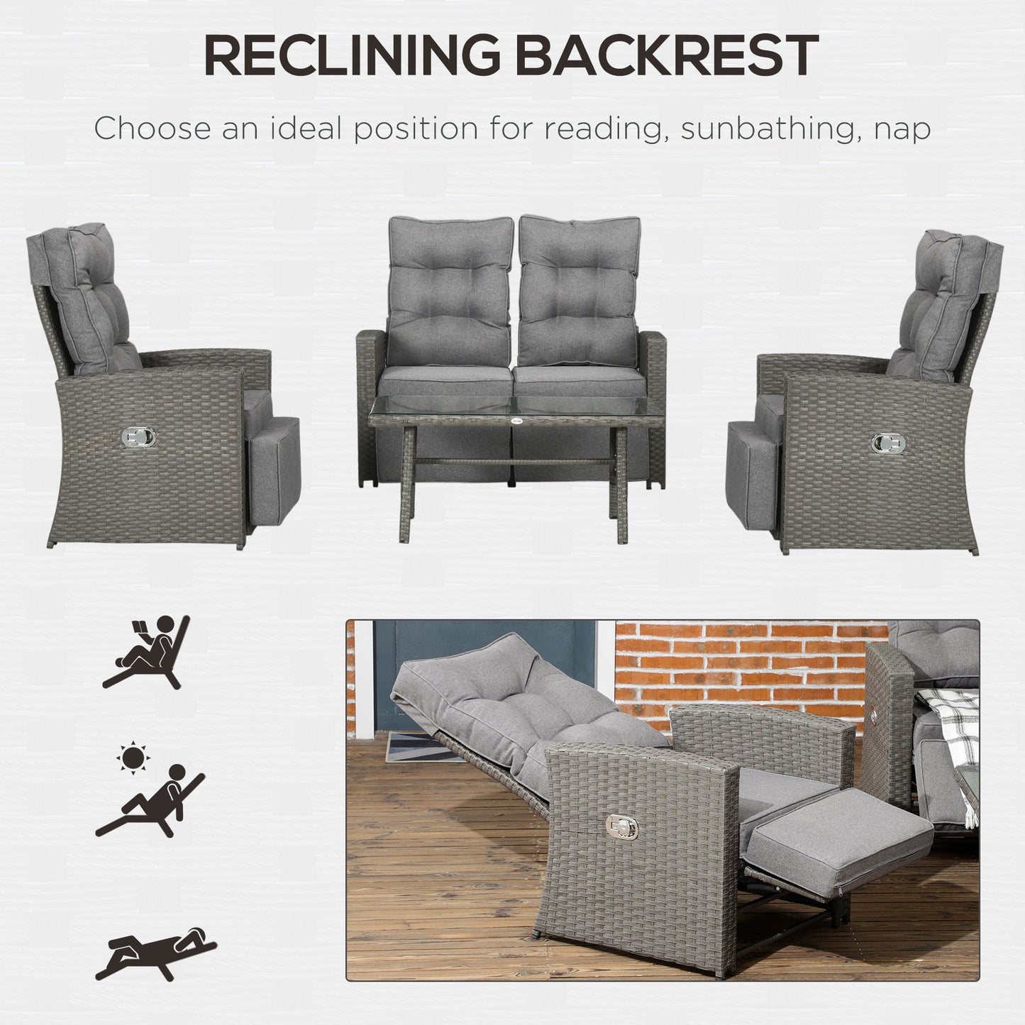 4-Piece Rattan Garden Furniture Sets