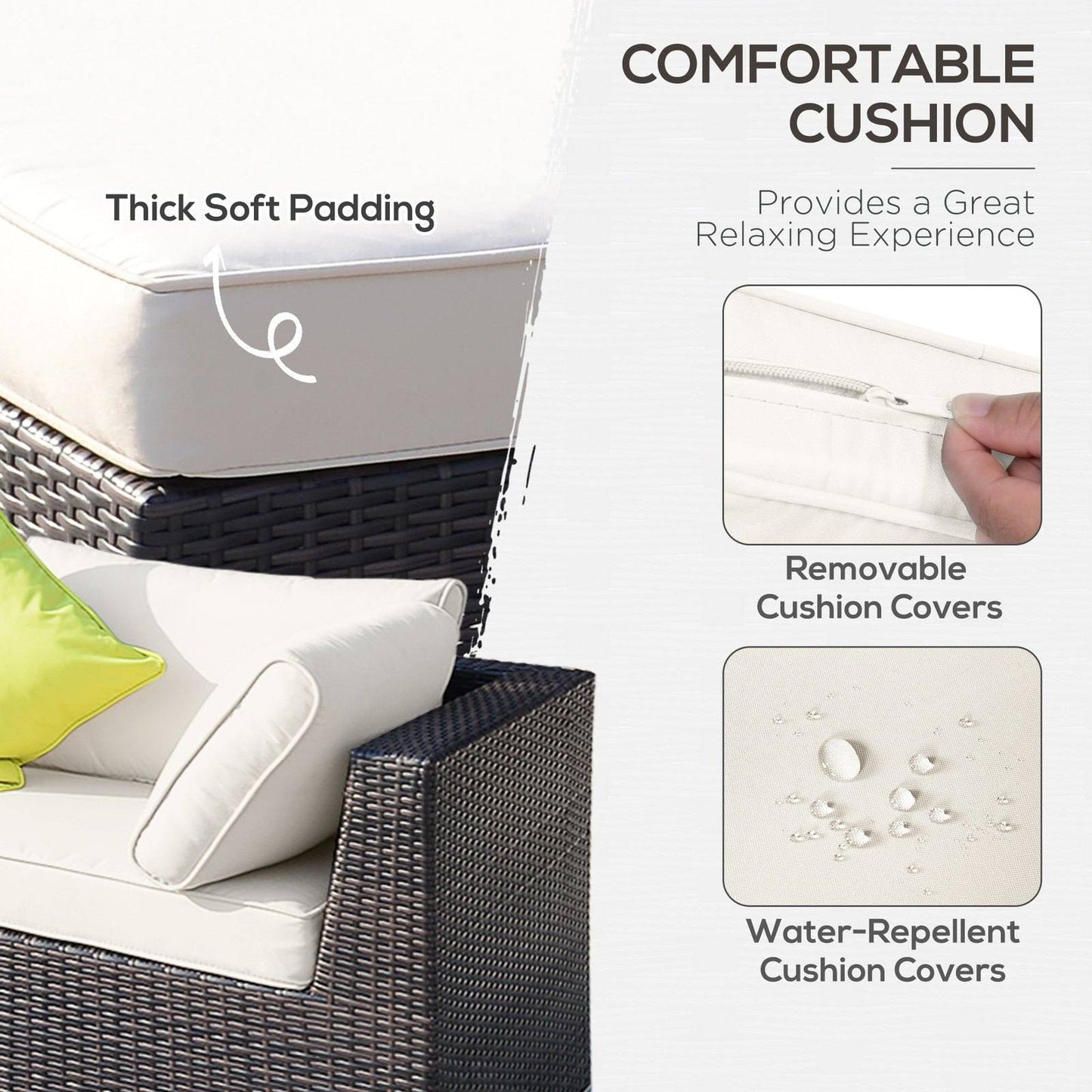 8-Pieces PE Rattan Corner Sofa Set with Thick Cushions