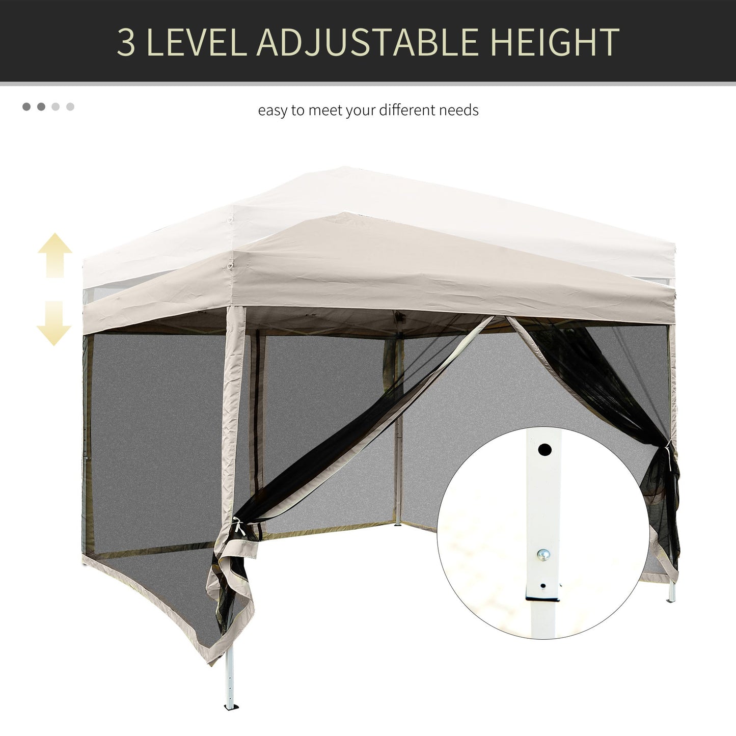 Outsunny 3 X 3(M) Pop Up Gazebo Canopy Tent With Carry Bag