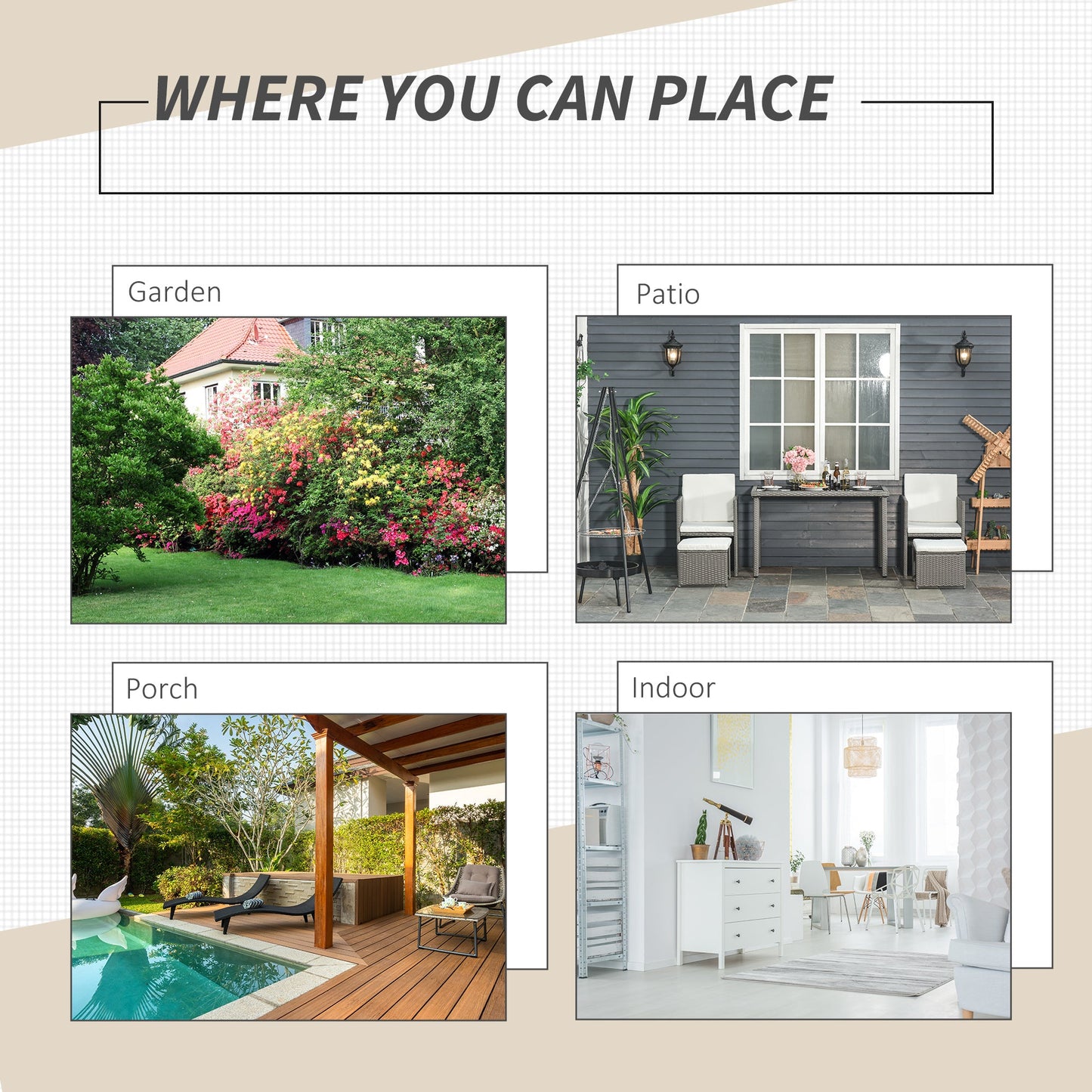 5-Pieces PE Rattan Dining Sets with Cushion