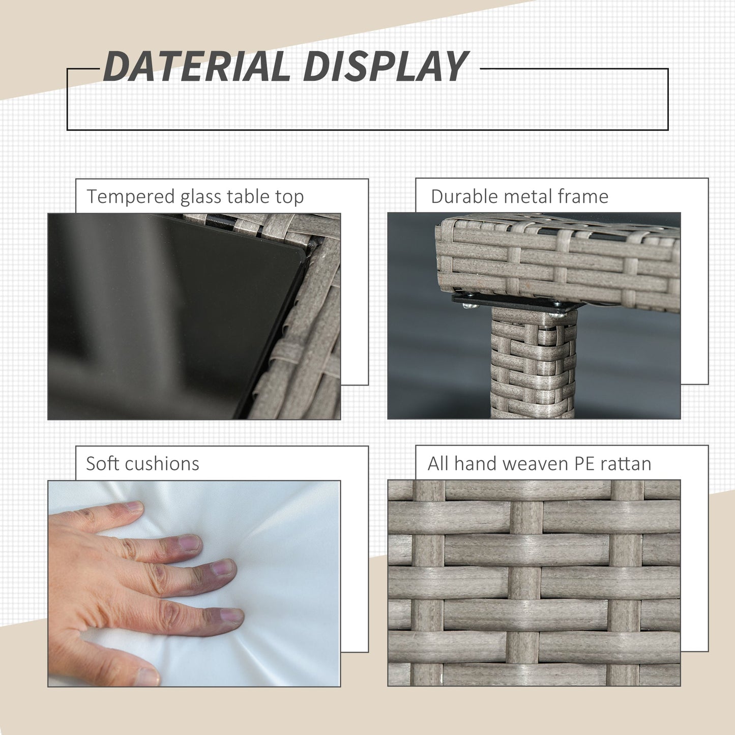 5-Pieces PE Rattan Dining Sets with Cushion