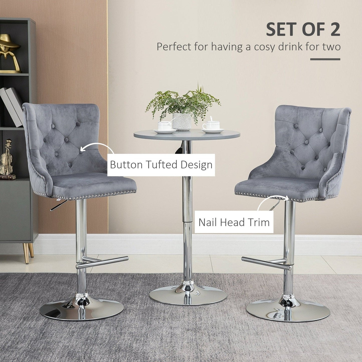 Modern Adjustable Bar Stools Set of 2