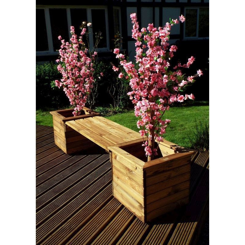 Deluxe Garden Planter Bench by Charles Taylor - 2 Seats Burgundy Cushions
