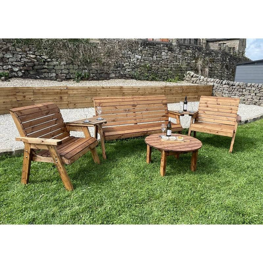 Garden Furniture Set by Charles Taylor - 1 Bench 2 Chair 2 Angled Tray Round Coffee Table