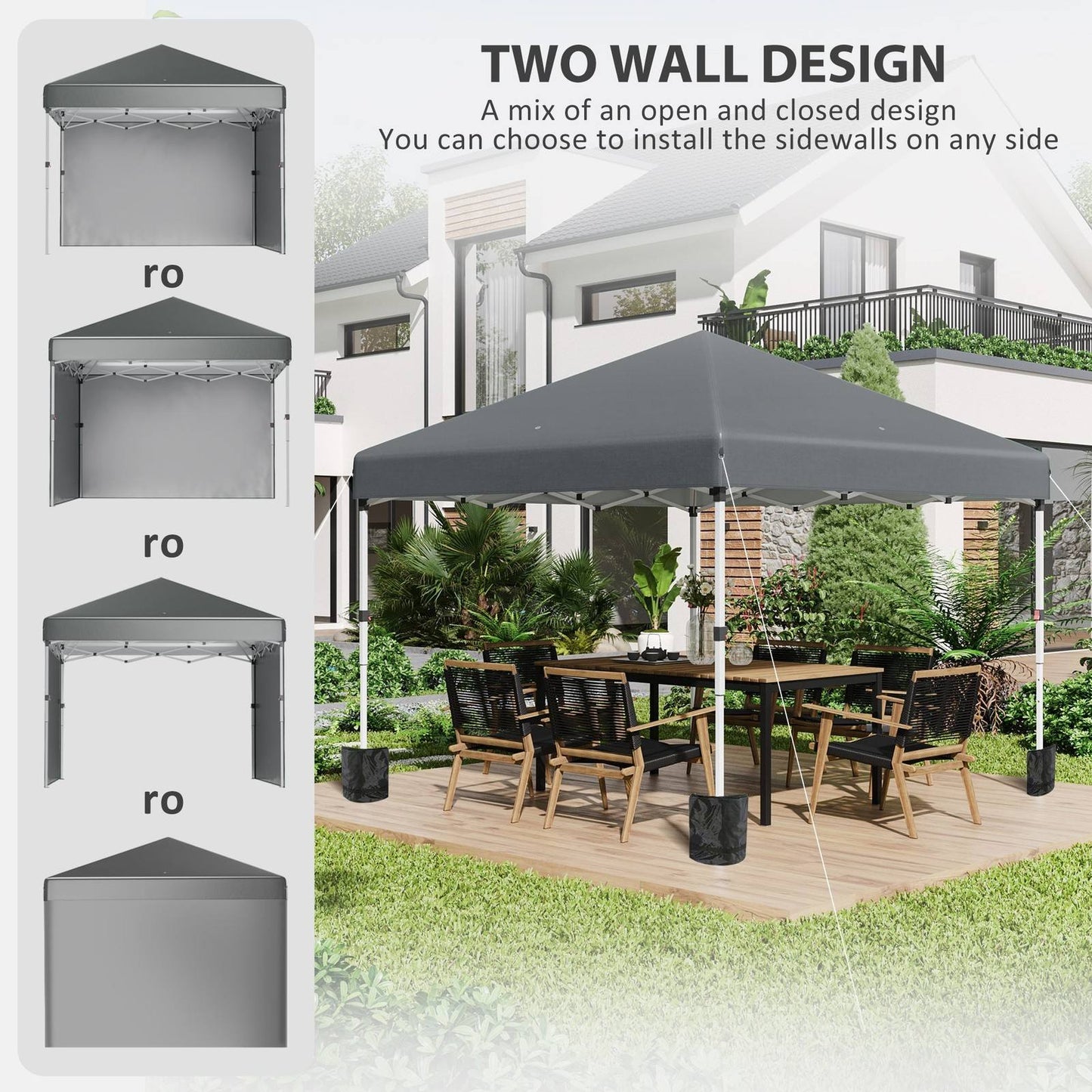 3 x 3 M Pop Up Gazebo with 2 Sidewalls