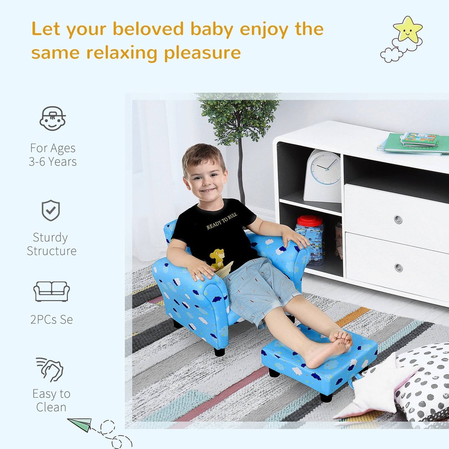Kids Star and Cloud Armchair