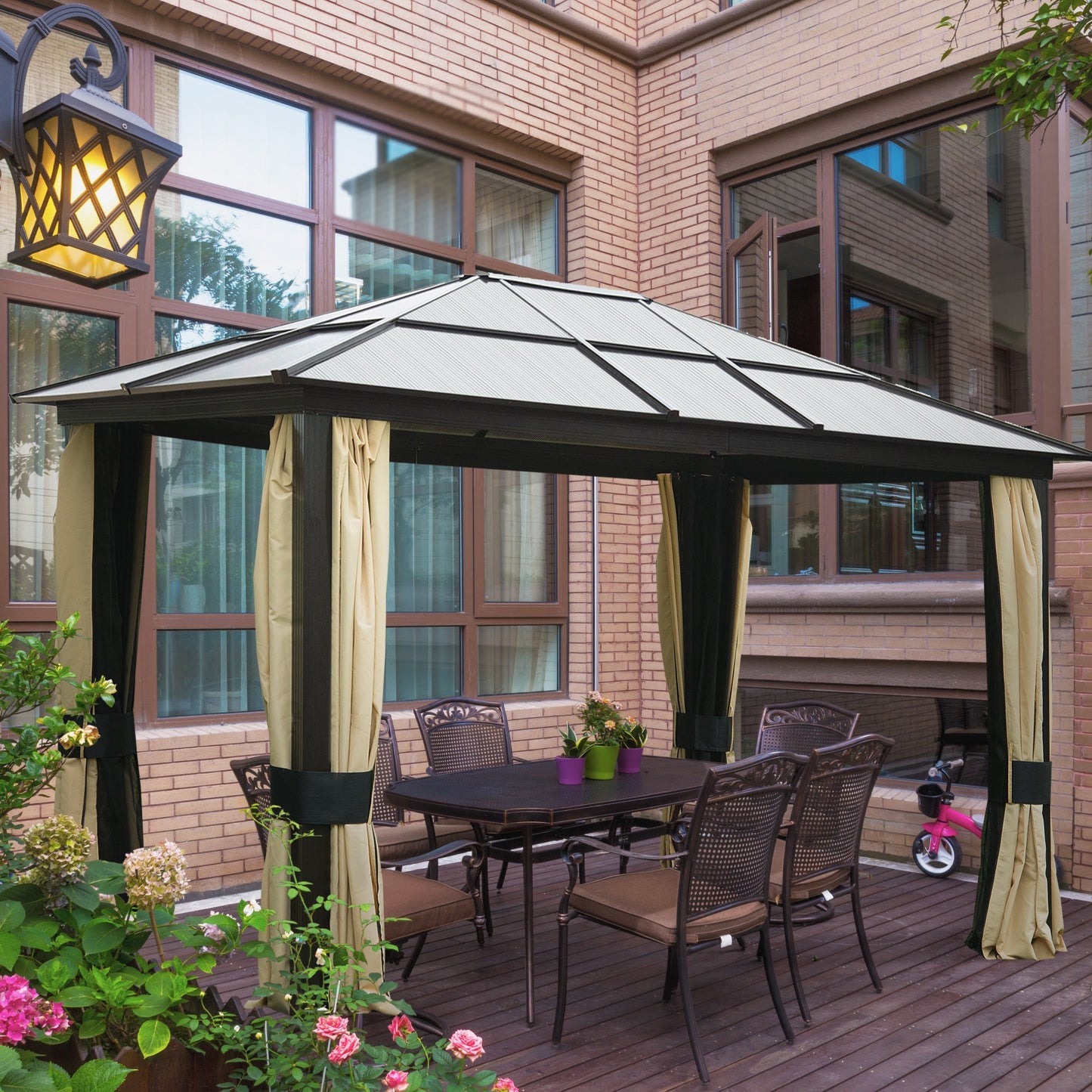 Outsunny 3 X 3.6(M) Hardtop Gazebo Canopy With Polycarbonate Roof And Aluminium Frame