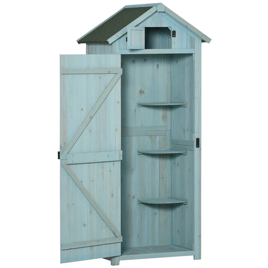 Rustica 179cm Single Door Apex Garden Store Fir Wood Blue by Steadfast