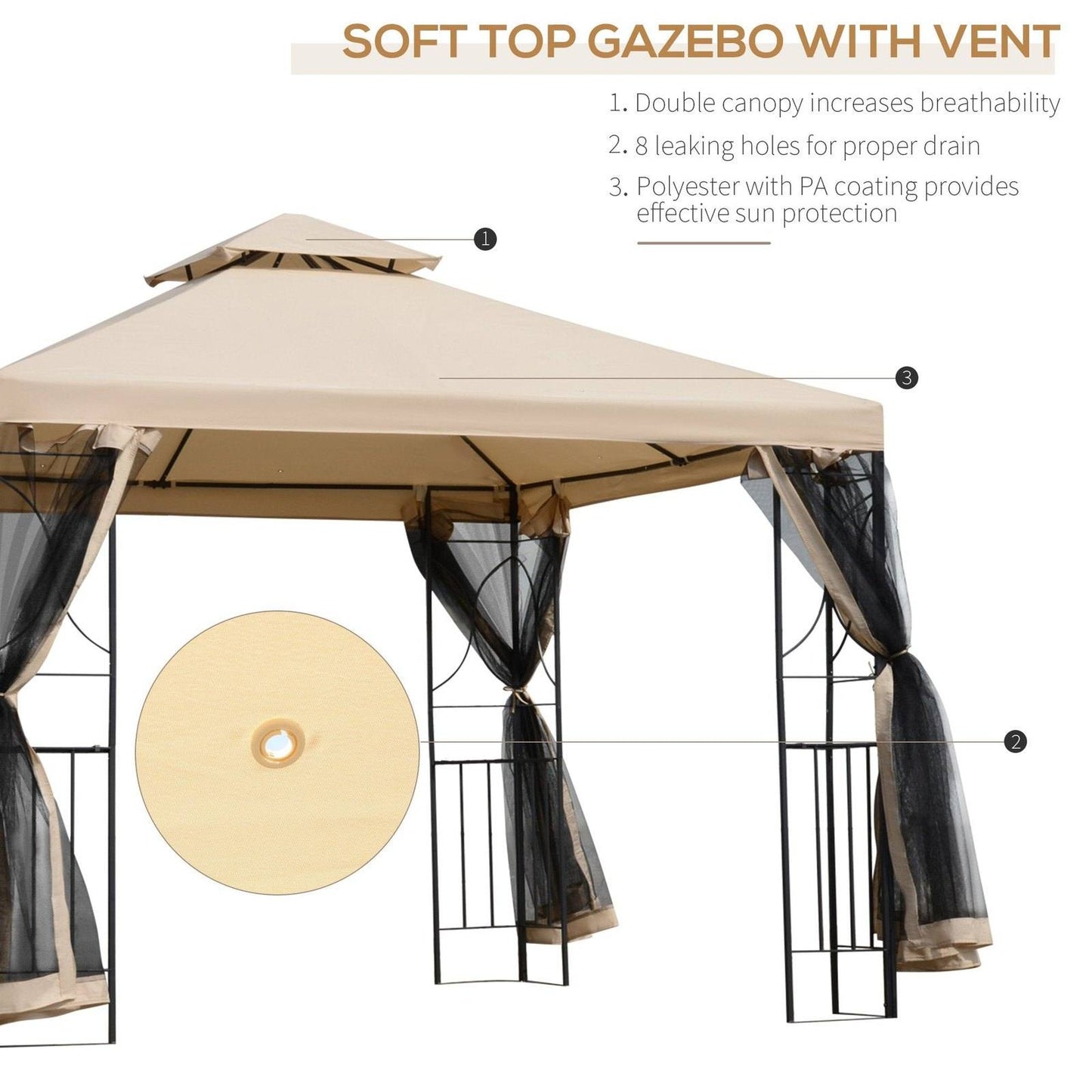 3M x 3M Garden Gazebo