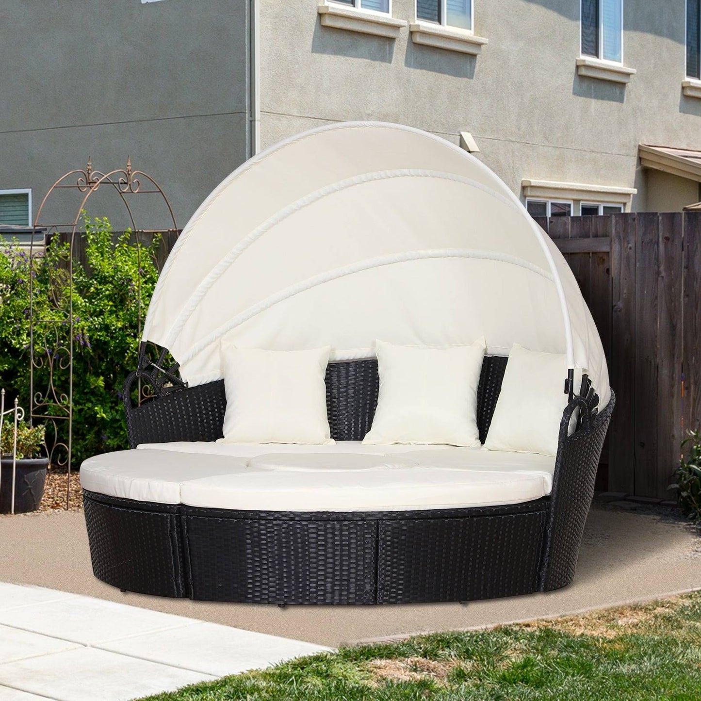 Five-Piece Rattan Garden Bed
