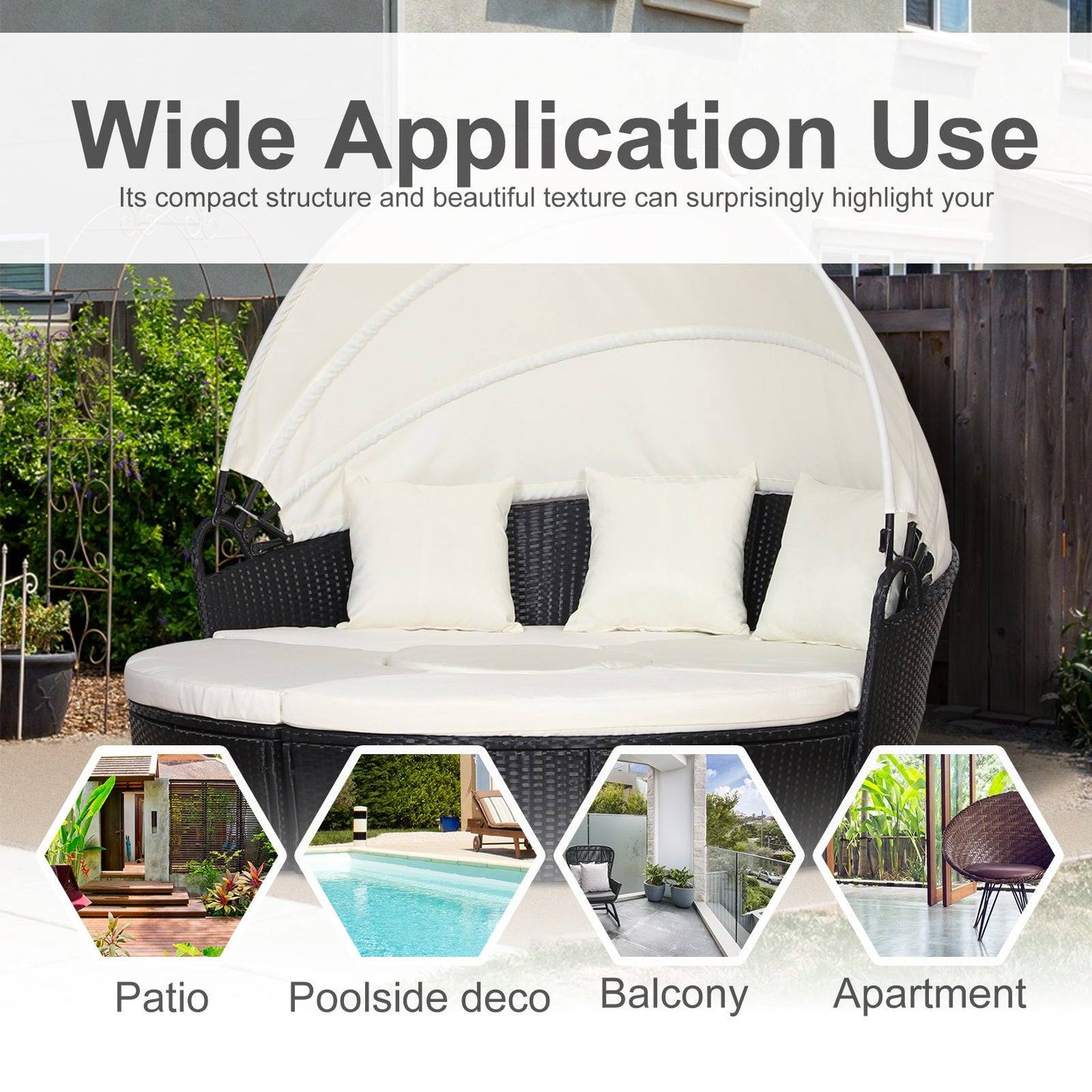 Five-Piece Rattan Garden Bed