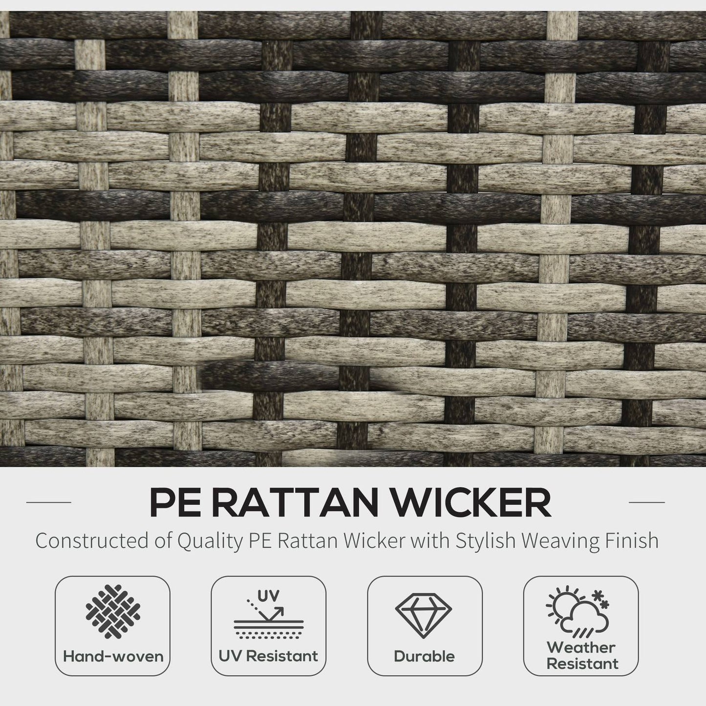 4 Seater Rattan Sofa Set Wicker Sectional Furniture Cushion Grey Garden