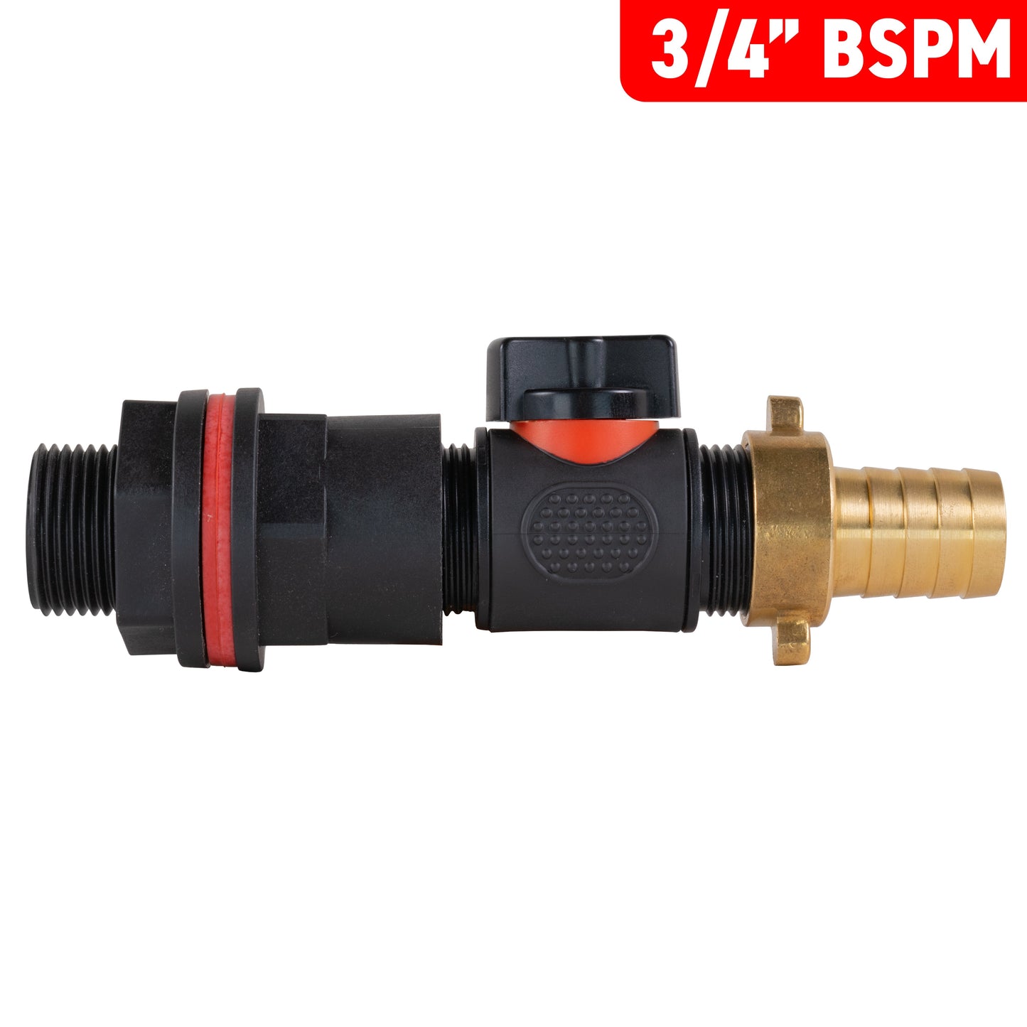 Water Butt Kit 3/4" with In-Line Valve + 19mm Brass Barb