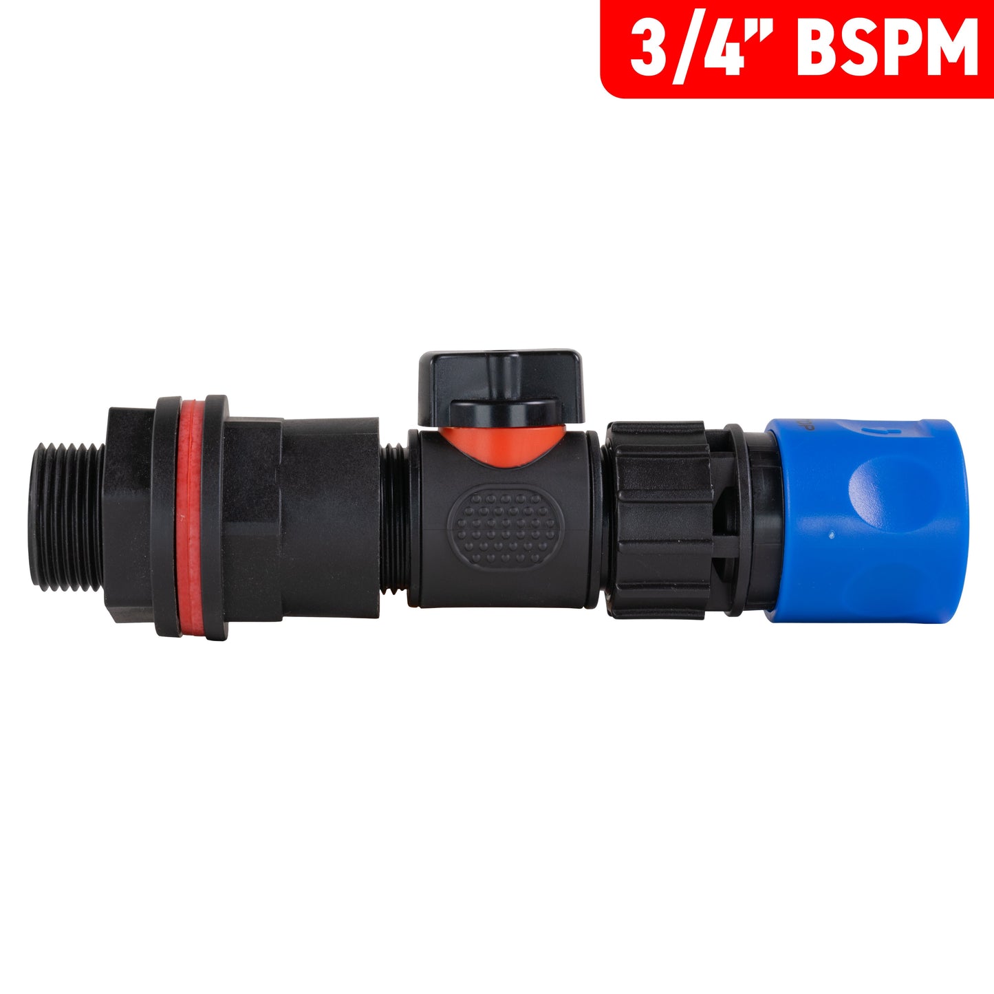 Water Butt Kit 3/4" with In-Line Valve + Female Quick Connector Blue