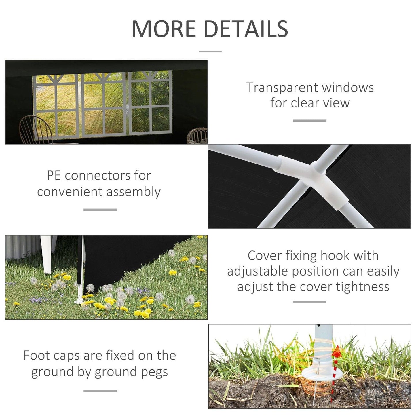 6 x 3m Half-Open Garden Gazebo