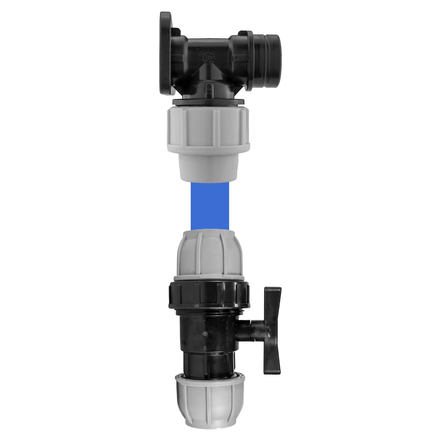 Wall Flange Kit 20mm MDPE With In-Line Valve