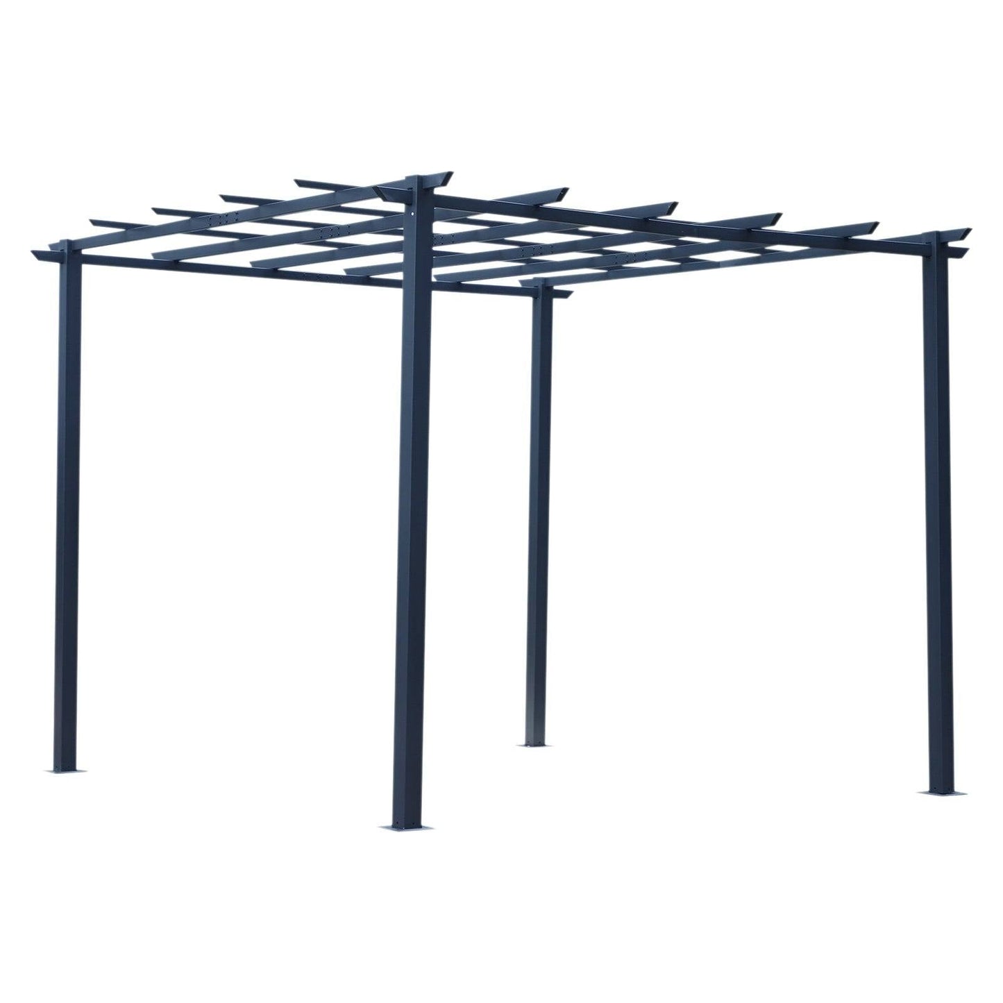 3 x 3 Meter Metal Pergola Garden Gazebo Grape Trellis for Climbing Plants Outdoor Sun Shelter Arbours