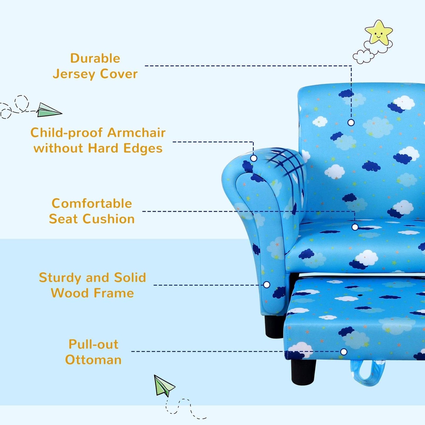 Kids Star and Cloud Armchair
