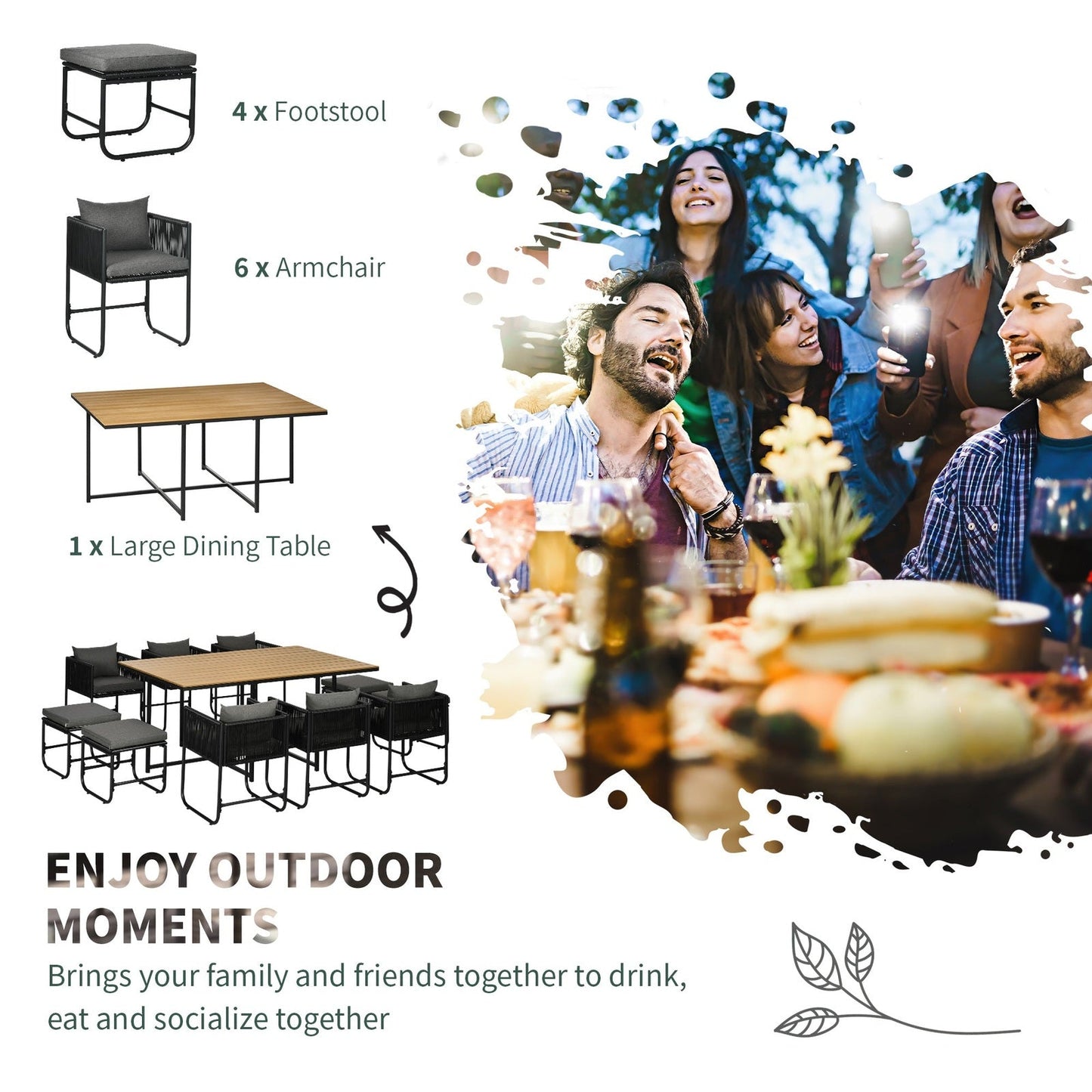 Patio 11-Piece PE Rattan Dining Set