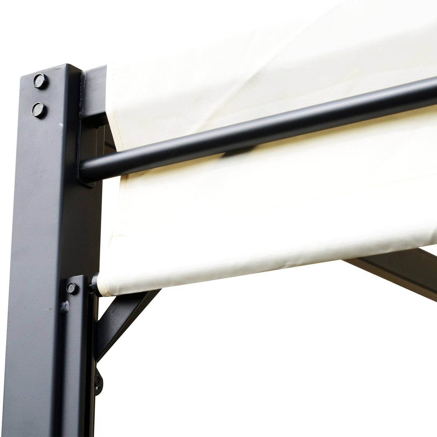 Metal Pergola With Canopy Retractable Pergola Canopy 3Lx3Wx2.3H m Garden Gazebo Party Tent Sun Shelter Cover - Cream White/Black