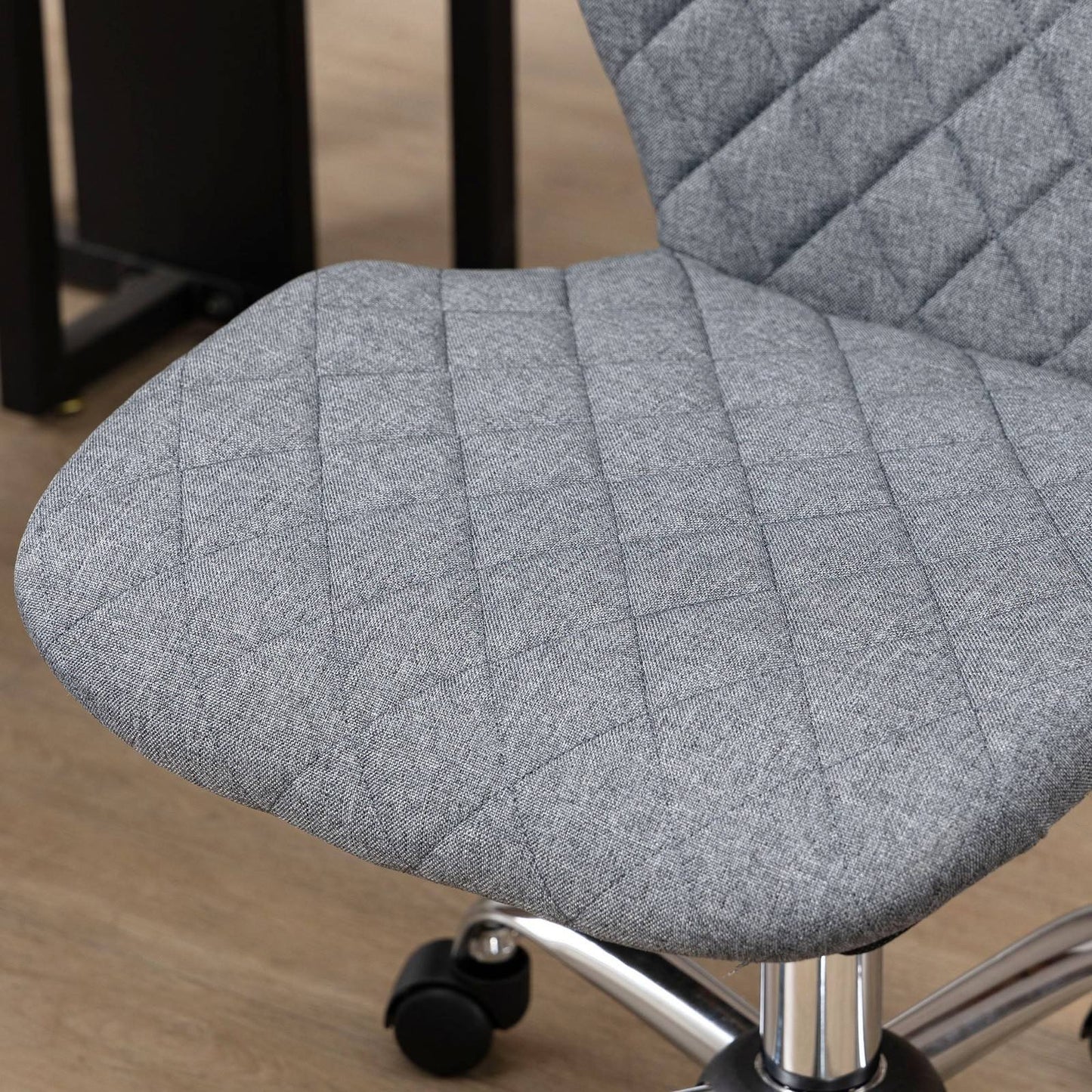Vinsetto Mid Back Office Task Chair 360° Swivel Height Adjustable Home Office Linen Fabric Grey