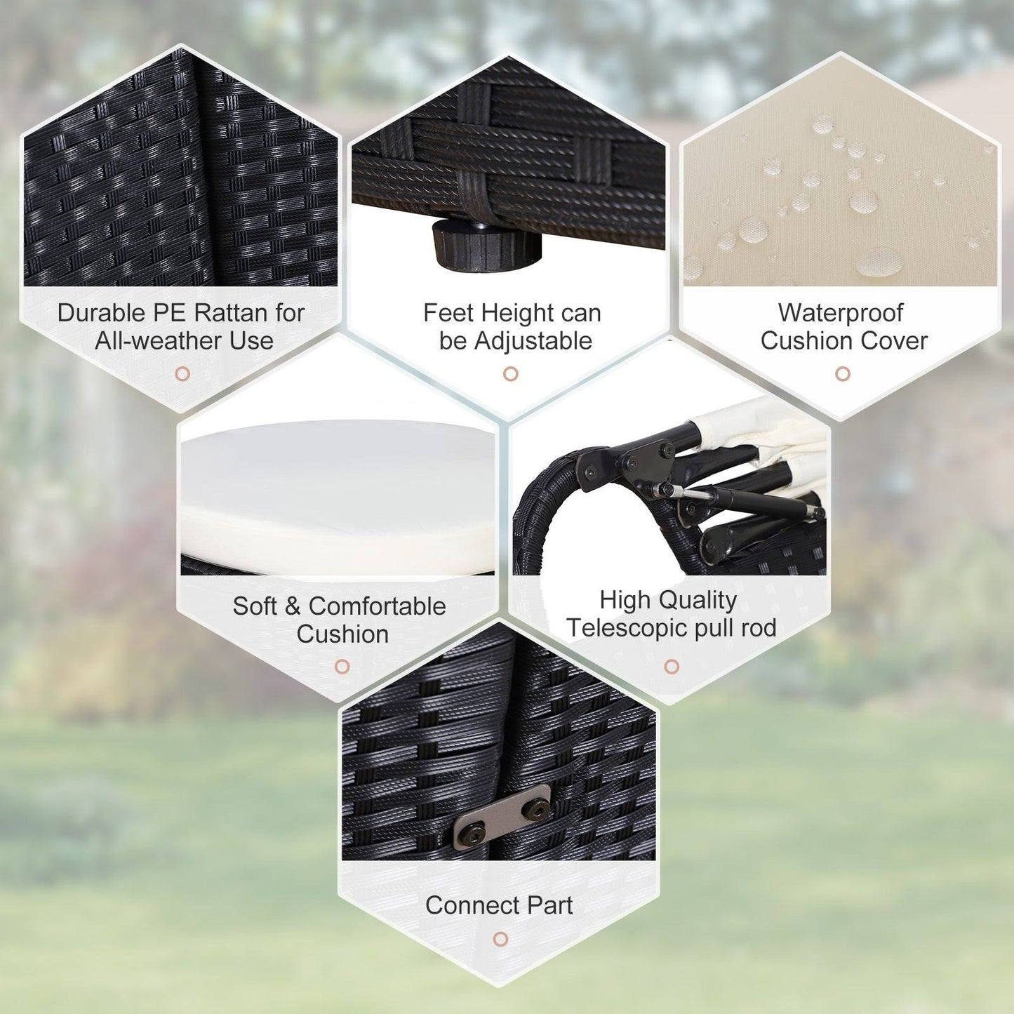 Five-Piece Rattan Garden Bed