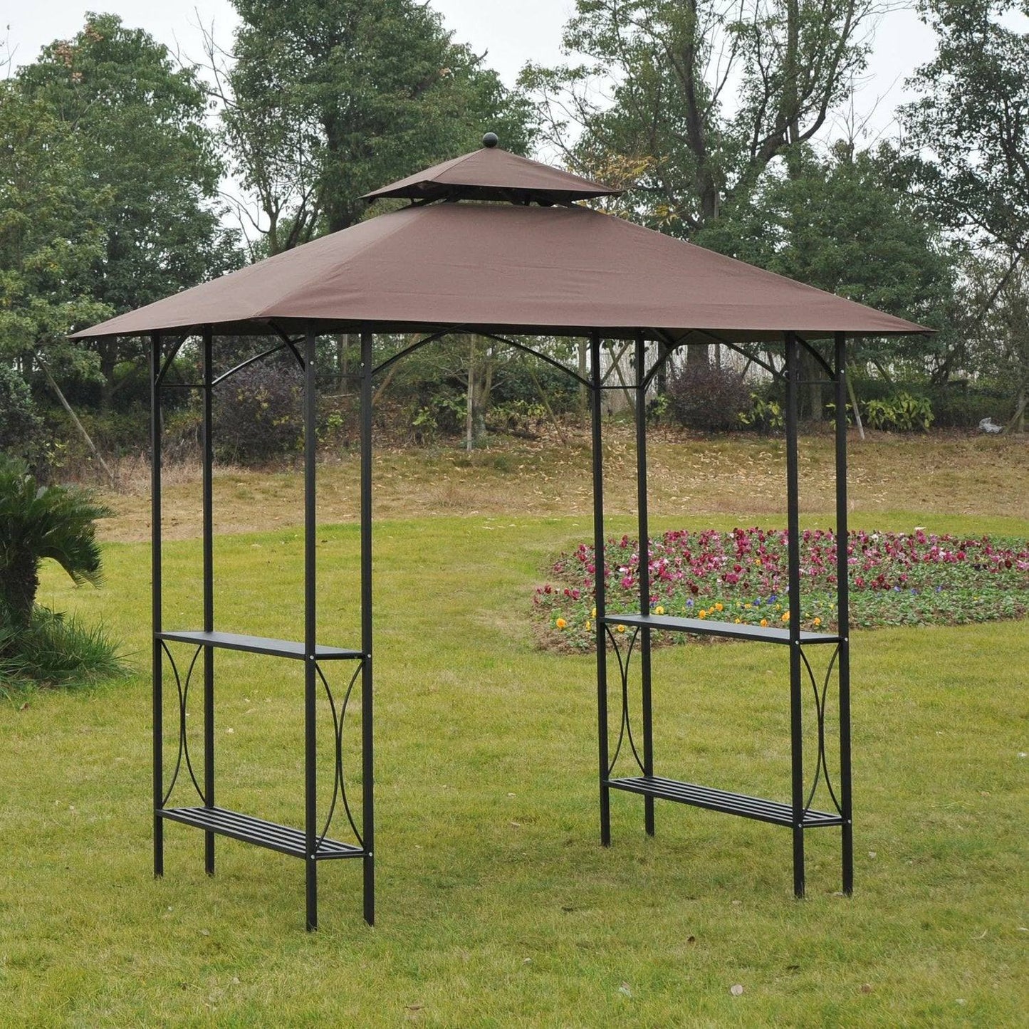2.5 x 1.5m BBQ Tent Canopy Patio Outdoor Awning Gazebo Party Sun Shelter - Coffee