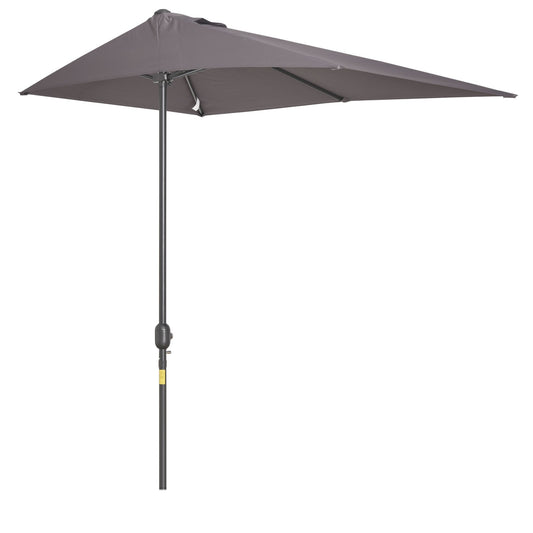 2.3m Half Round Parasol Umbrella Balcony Sun Shade Metal Grey