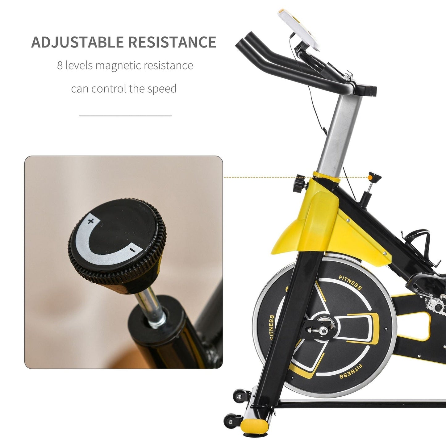Cardio Exercise Bike with Belt Drive Adjustable Resistance Seat Handlebar LCD Display