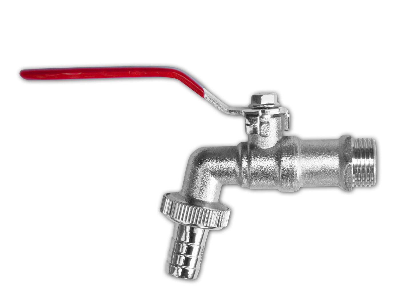 Garden Lever Tap Brass Nickle Plated 3/4" BSPM Inlet Barb Outlet Bradas