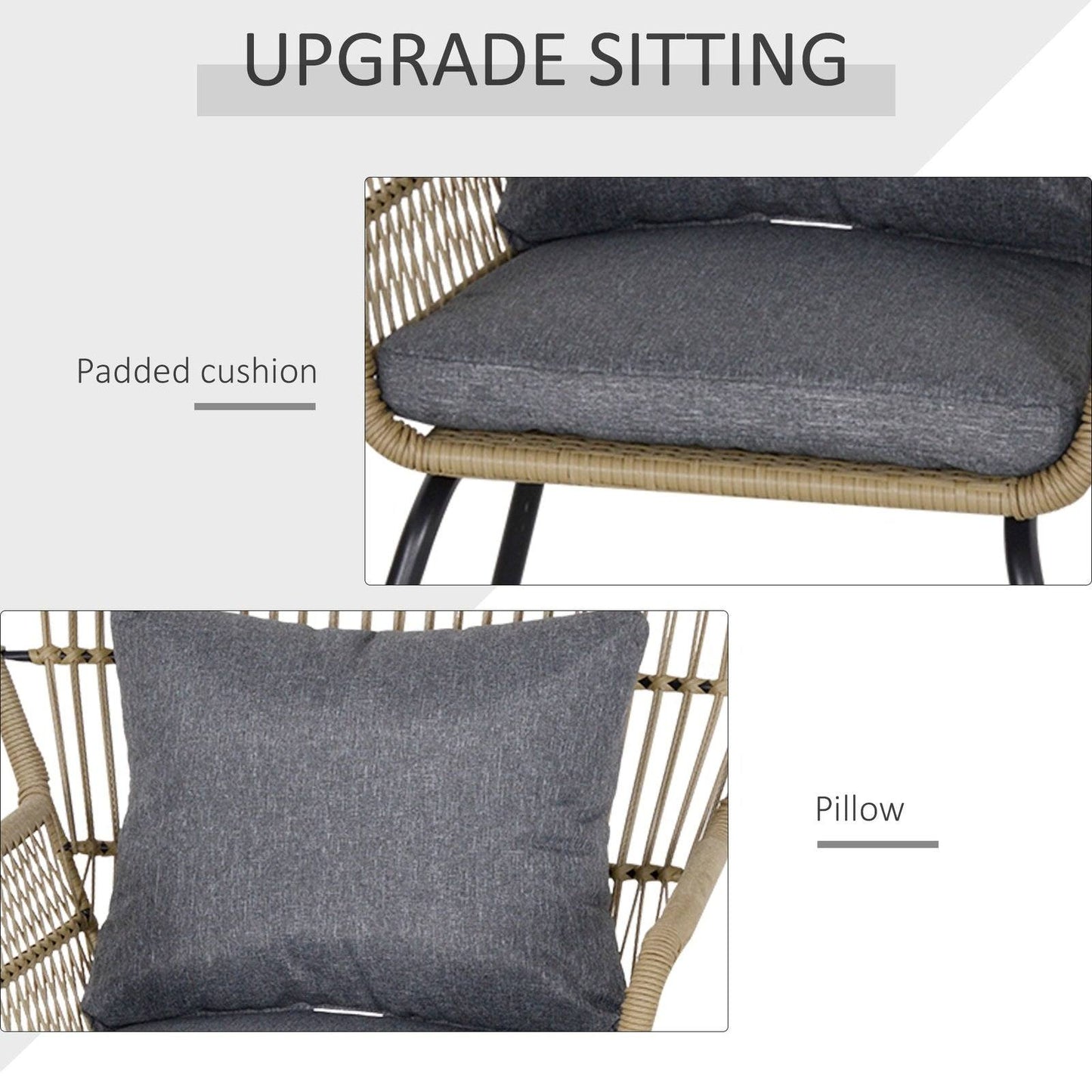 3-Piece PE Rattan Outdoor Conservatory Dining Set 2 Chairs Coffee Table Bistro Garden w/ Cushions Brown