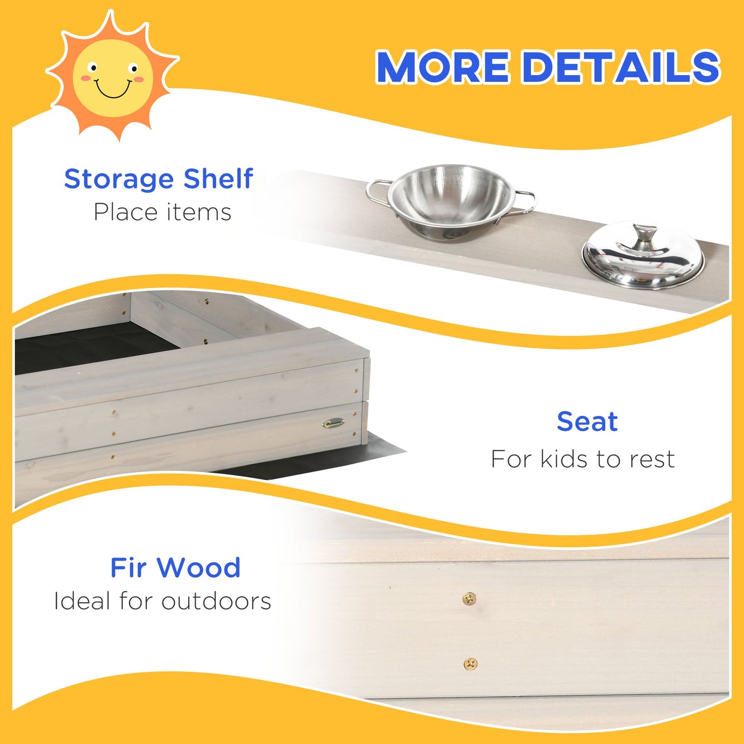 Kids Wooden Sandbox w/ Canopy
