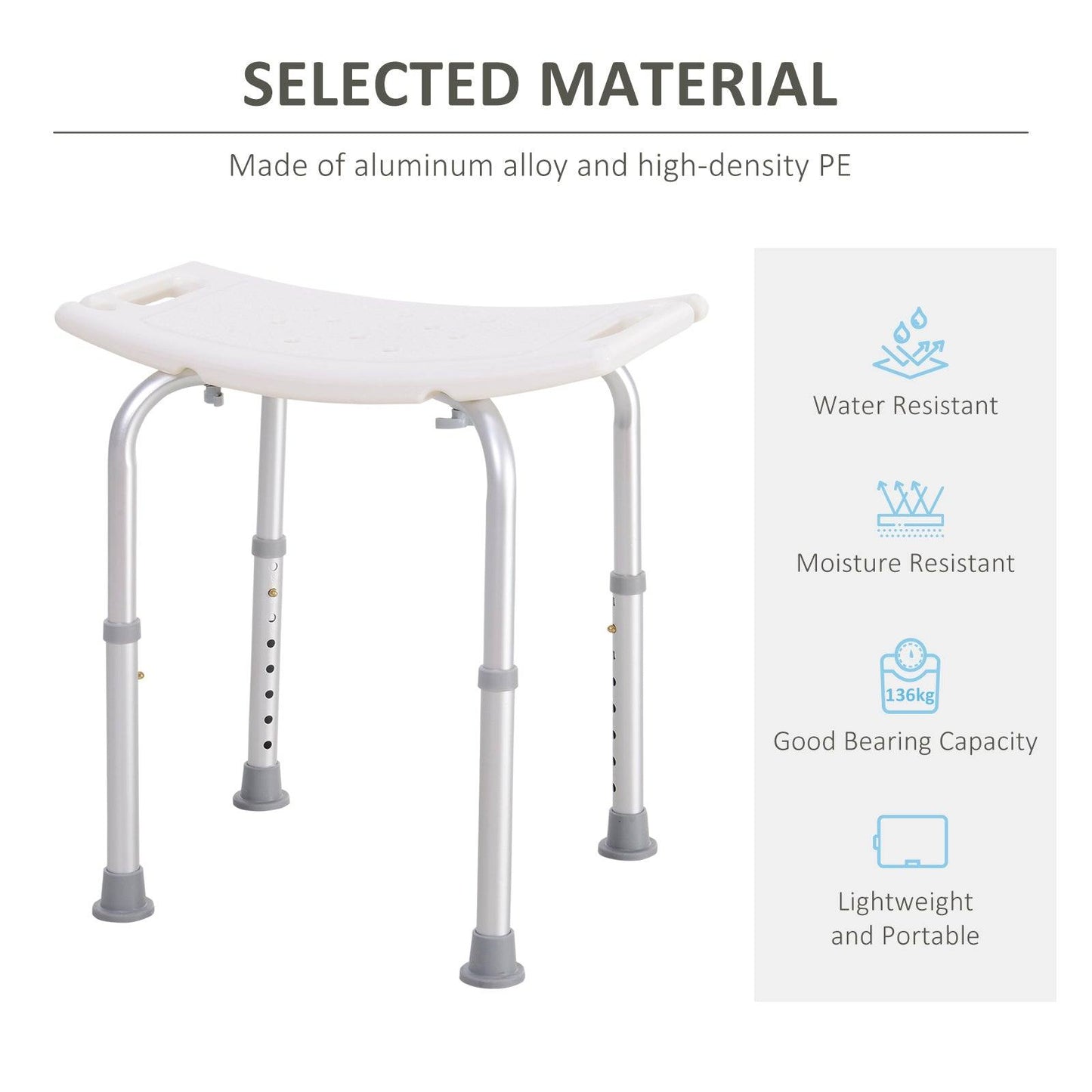 Portable Non-Slip Bathroom Stool  White