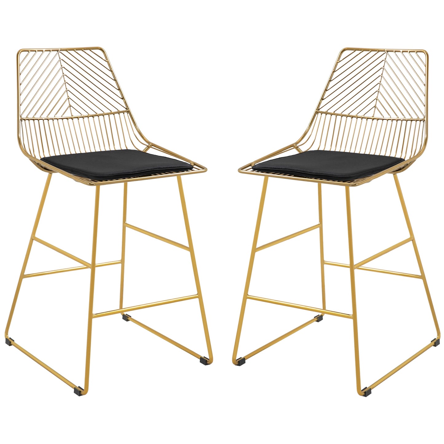Set of 2 Bar stools Modern Counter Height Wire Metal Bar chairs for Kitchen