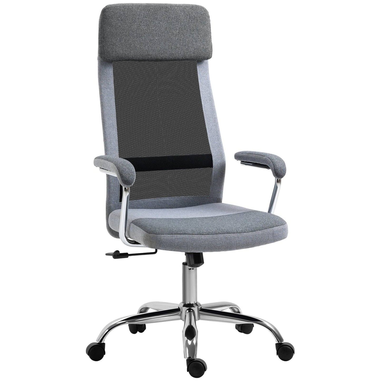 Vinsetto Office Chair Linen-Feel Mesh Fabric High Back Swivel Computer Task Desk Chair For Home With Arm Wheels Grey