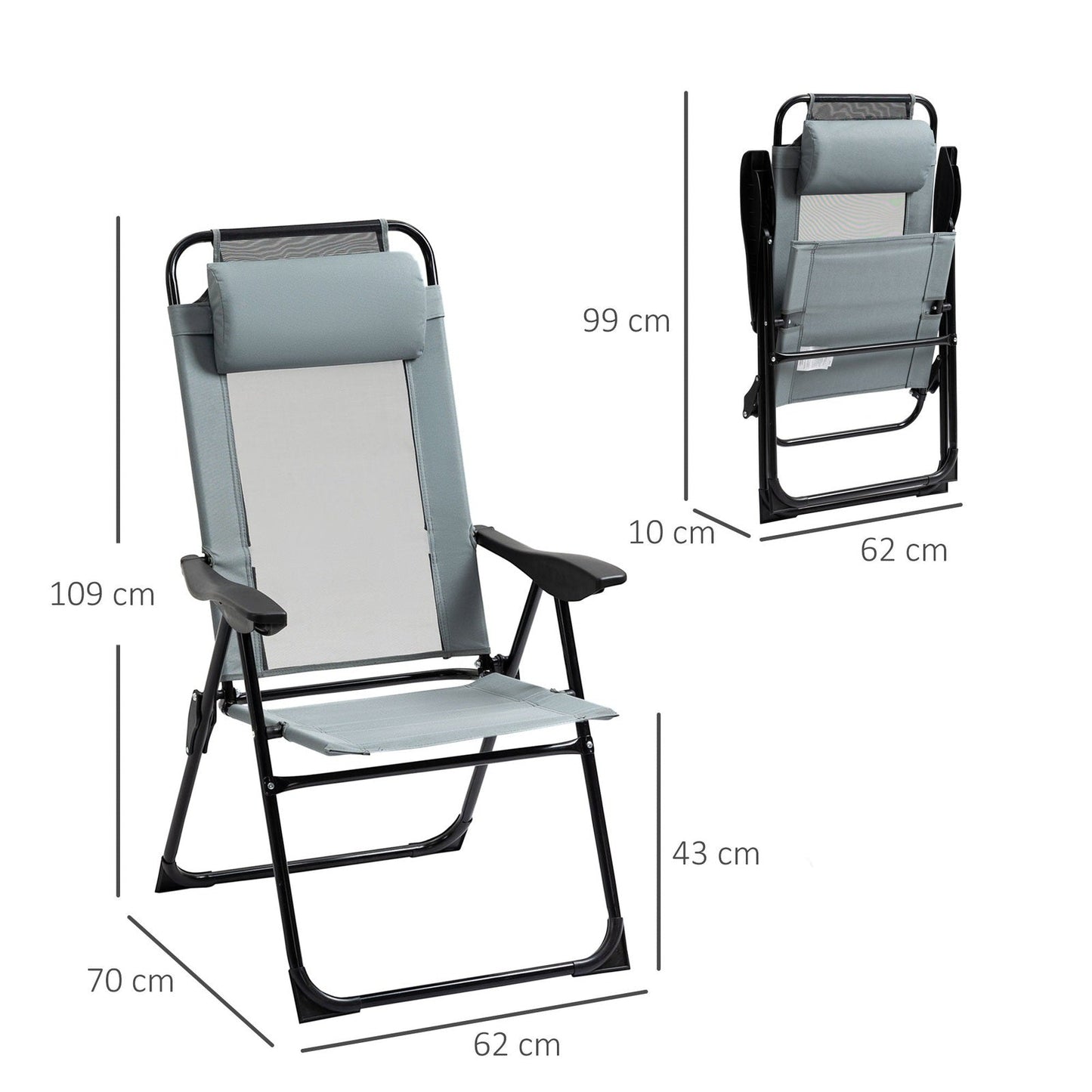 Set of 2 Portable Folding Recliner Outdoor Patio Adjustable Backrest