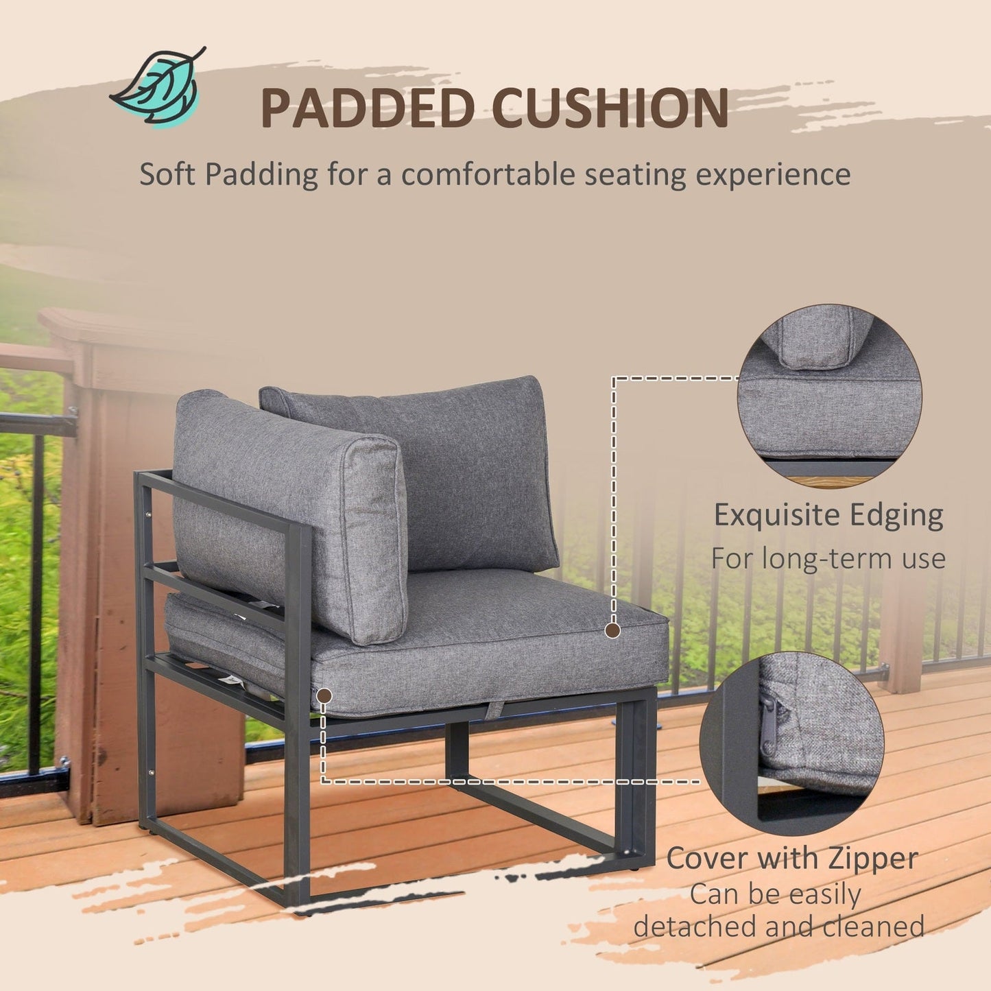 5-Piece Garden Conversation Set Sun Lounger 2 Footstools End Table with Cushions