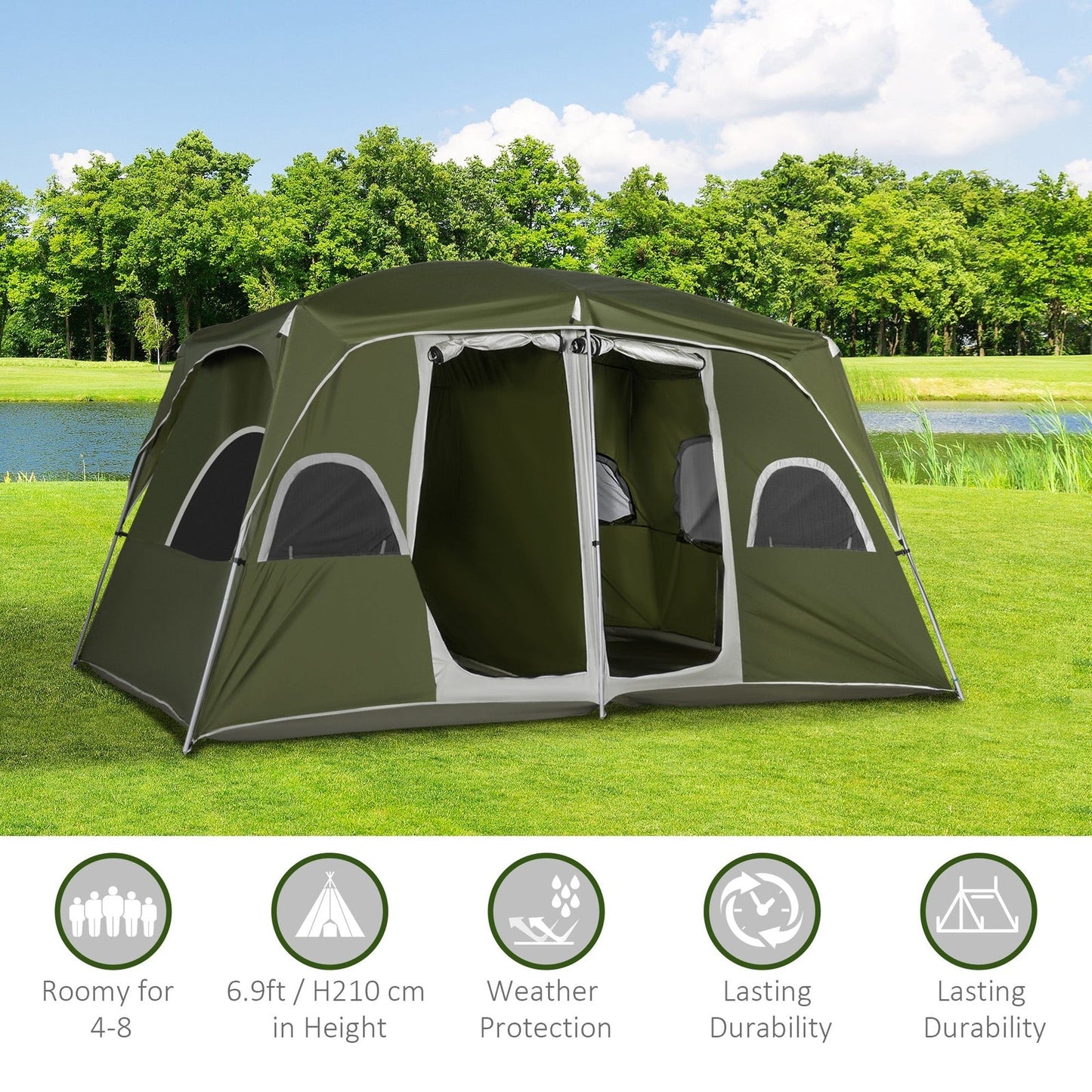 Camping Tent 8 Man 400 x 275 x 210 cm Waterproof
