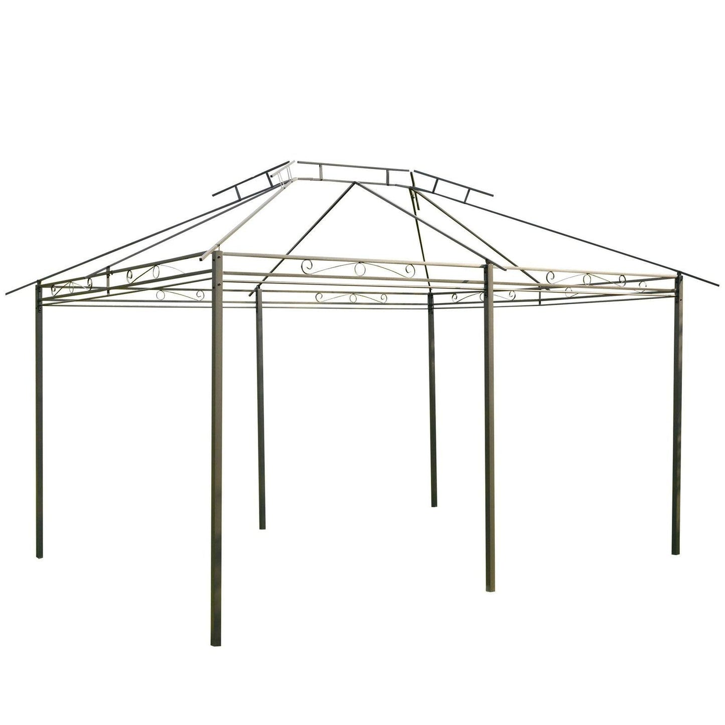4m x 3M Steel Gazebo Canopy Party Tent Garden Pavillion Patio Shelter Pavilion with Curtains Sidewalls Grey