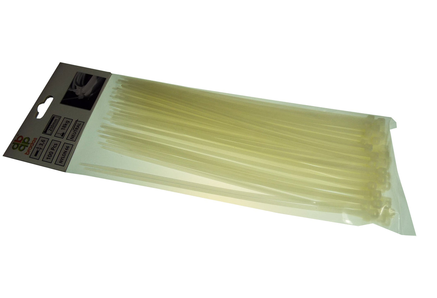 100 Cable Ties (3.6mm x 300mm) Neutral